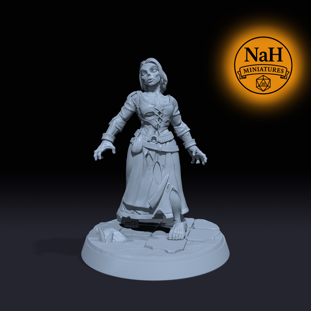 Gravewife | Zombie Walker Maid miniature for D&D, Pathfinder | TTRPG Mini