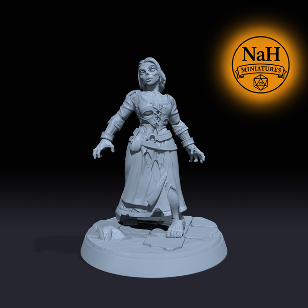 Gravewife | Zombie Walker Maid miniature for D&D, Pathfinder | TTRPG Mini