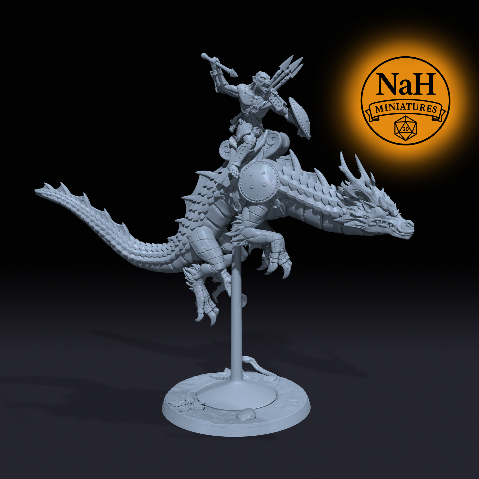 Hirok Windbrand, Shenlong Rider | Vanara Wukong Dragon Rider miniature for D&D, Pathfinder | TTRPG Mini