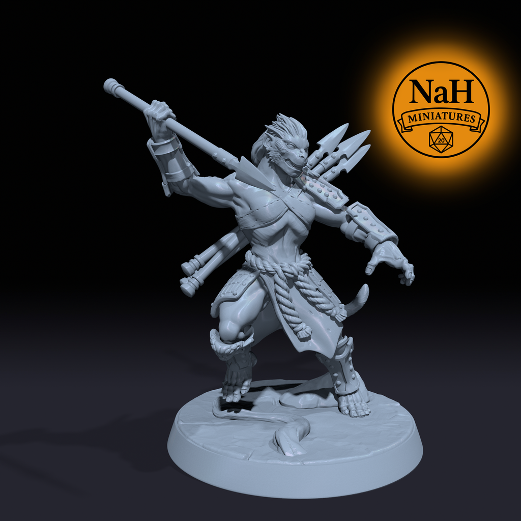 Sairu Spearwind, Eastern Spear-Dancer | Vanara Wukong Monk miniature for D&D, Pathfinder | TTRPG Mini