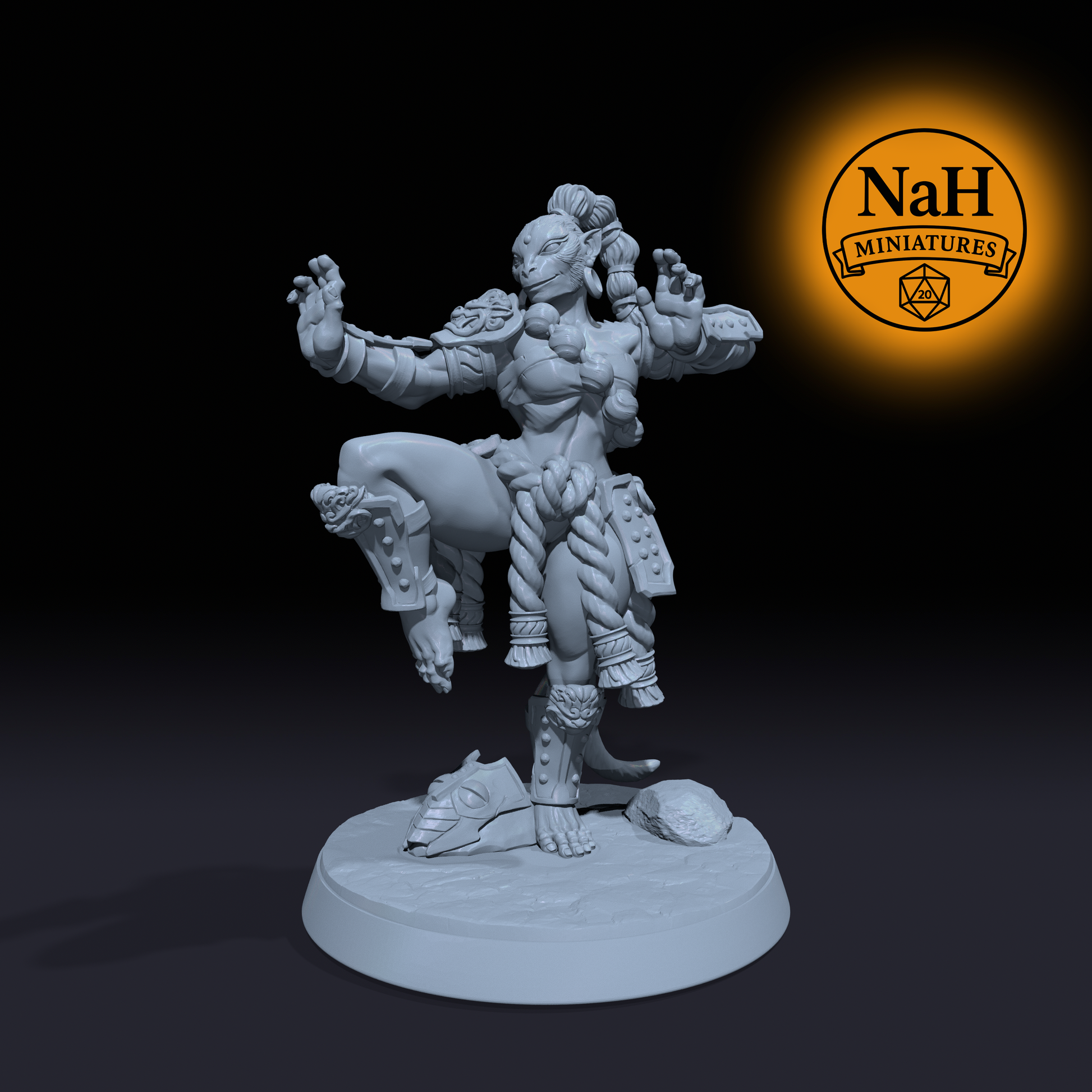 Vani Dragonclaw | Vanara Wukong Pinup Warrior miniature for D&D, Pathfinder | TTRPG Mini