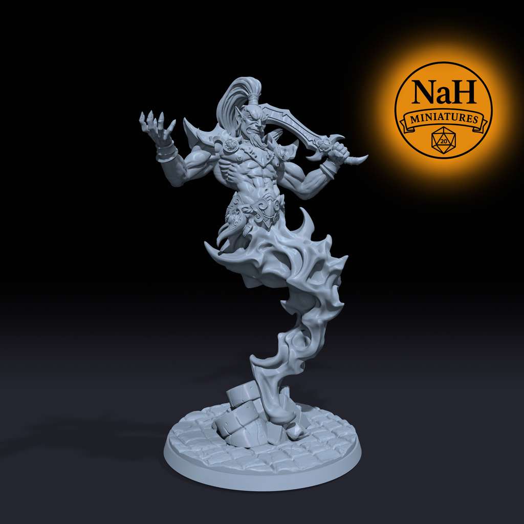 Djinn Alzakhma, Stormblade Vizier | Djinn Warlock miniature for D&D, Pathfinder | TTRPG Mini