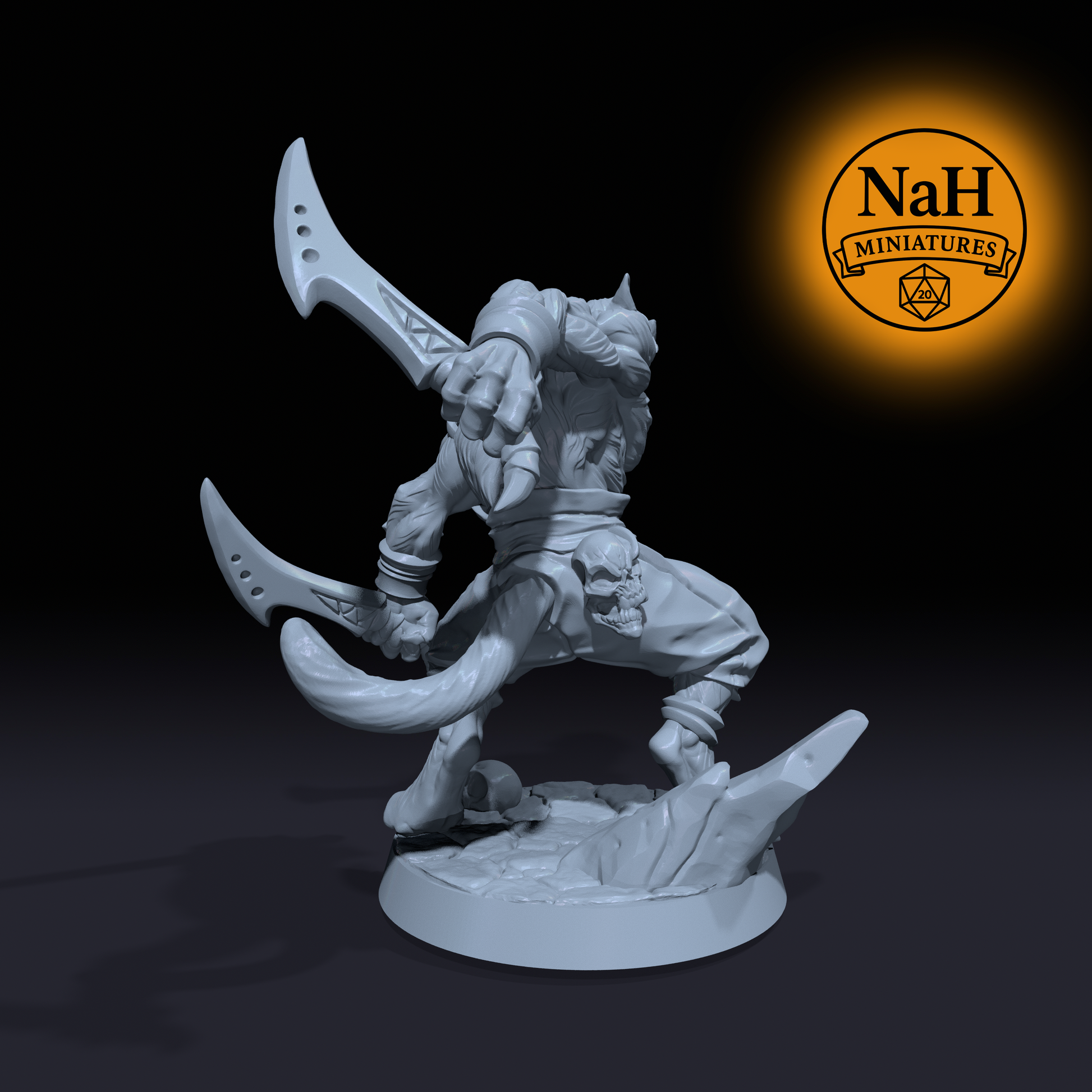 Varkesh Fangblade, Rakshasa Stalker | Fiend Rogue miniature for D&D, Pathfinder | TTRPG Mini