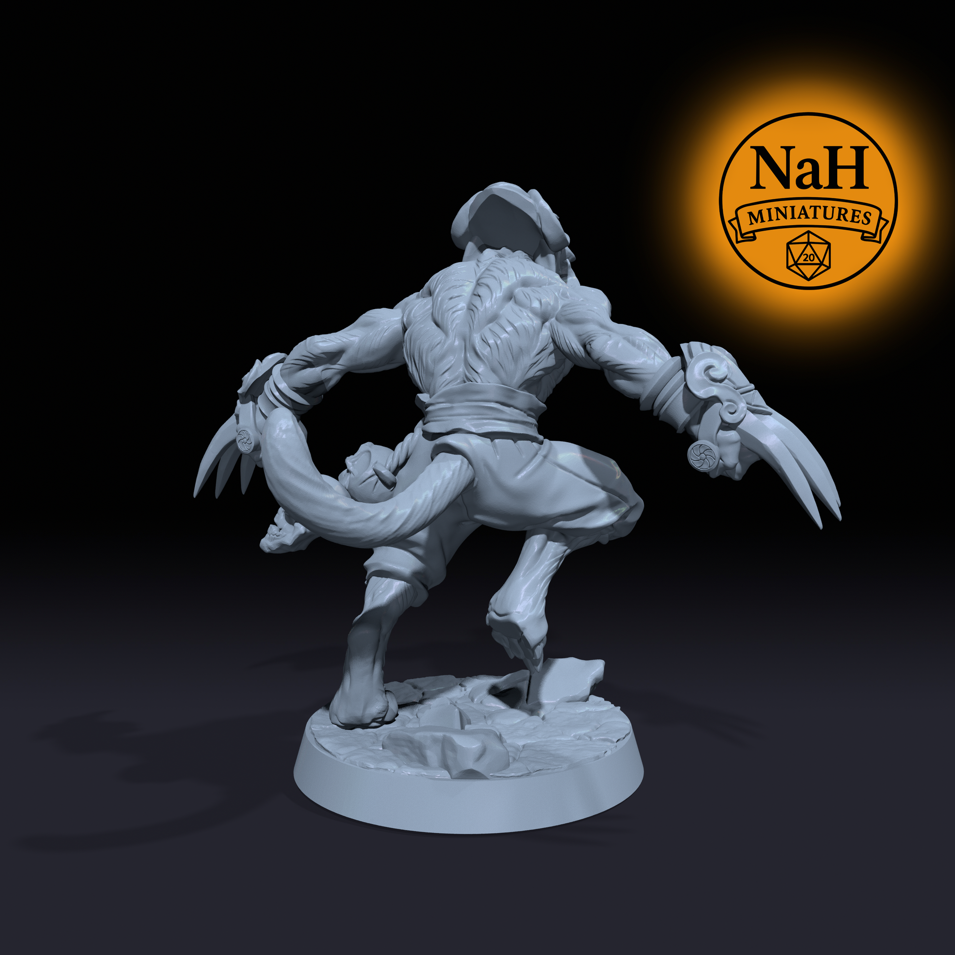 Kharzun Ripclaw, Rakshasa Prowler | Fiend Rogue miniature for D&D, Pathfinder | TTRPG Mini