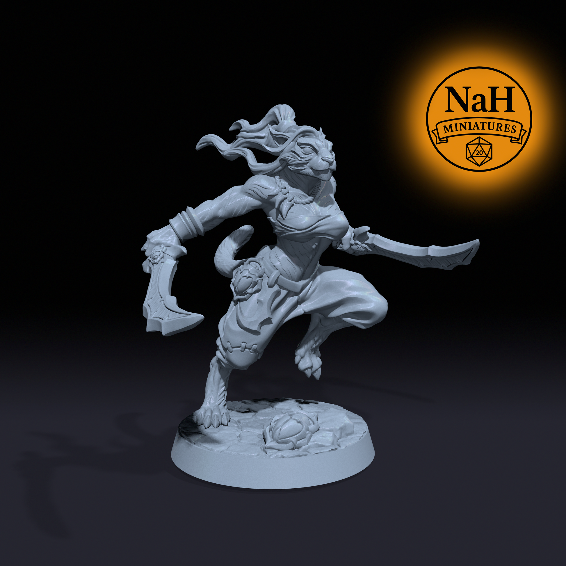 Nyshara Knifewind | Rakshasa Rogue miniature for D&D, Pathfinder | TTRPG Mini
