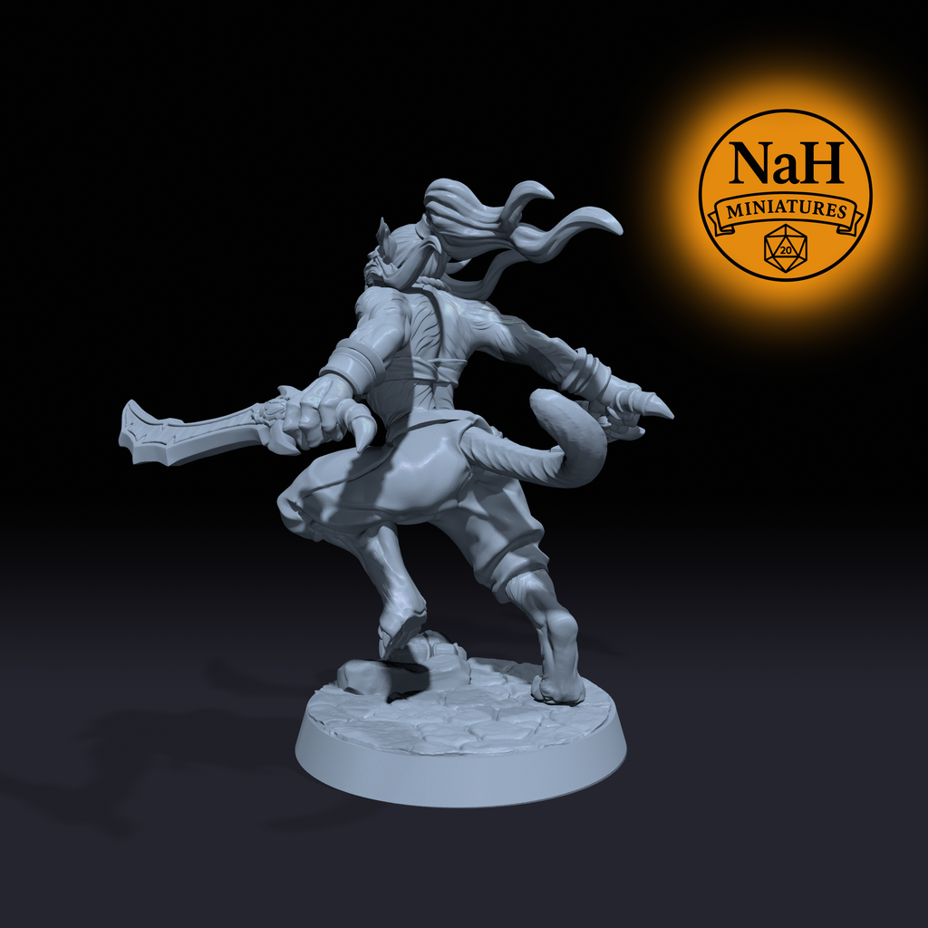 Nyshara Knifewind | Rakshasa Rogue miniature for D&D, Pathfinder | TTRPG Mini