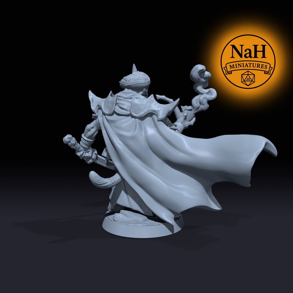 Namur Makir, Pipeblade Vizier | Rakshasa Warlock miniature for D&D, Pathfinder | TTRPG Mini