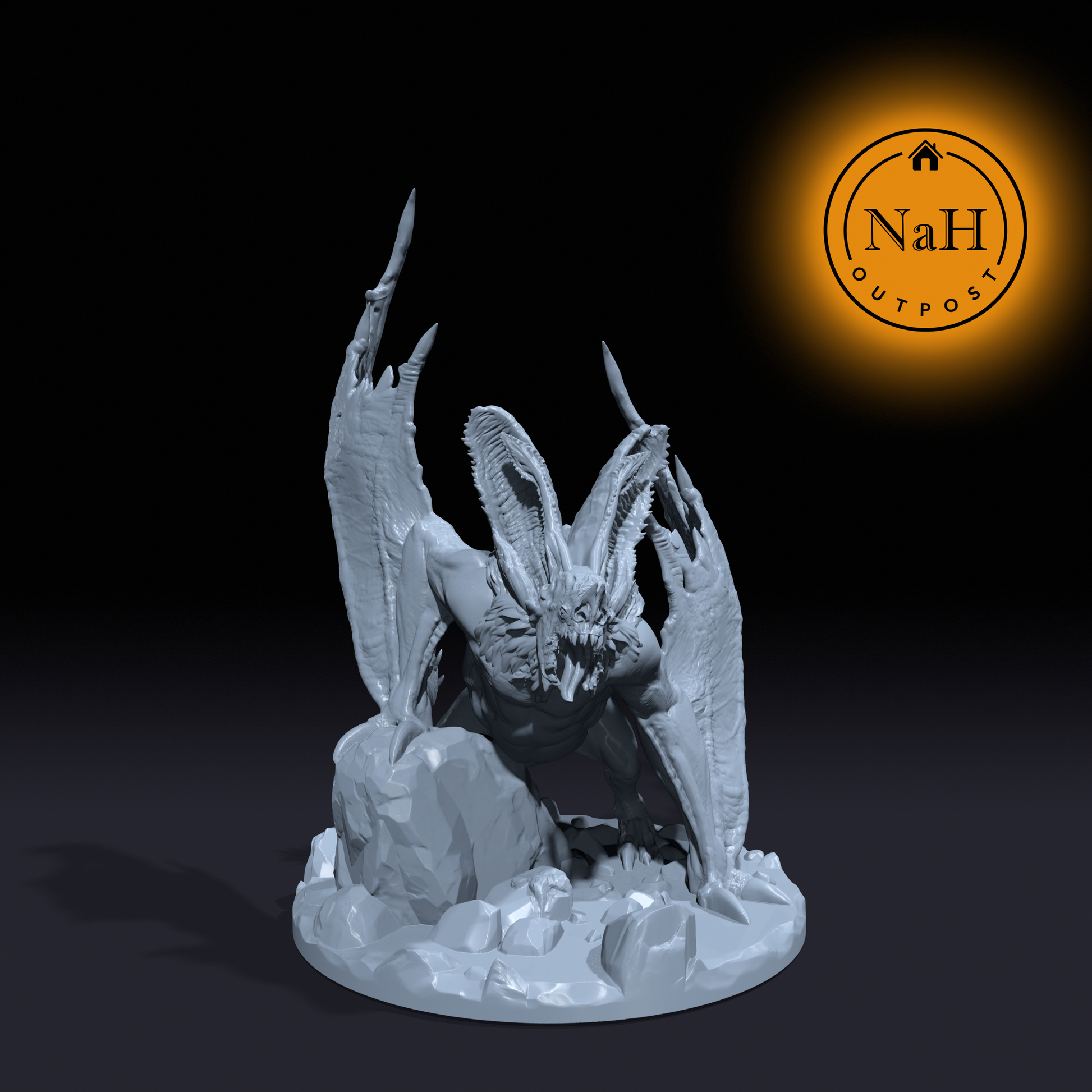 Shadewing, the Shadow Skyrider | Greater Bat Beast | Dire Bat | Miniature for Tabletop games like D&D and War Gaming
