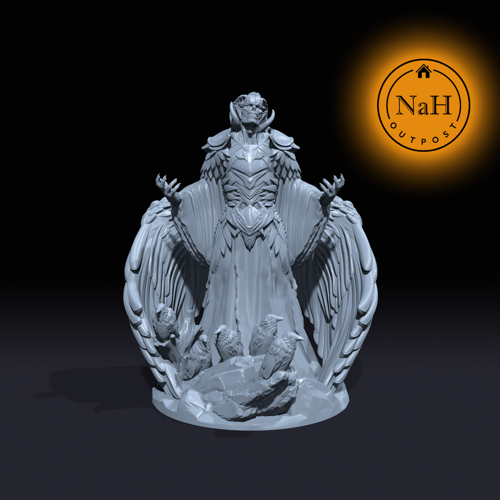 Kestrel, the Raven's Voice | Herald of the Raven Queen Miniature for Tabletop games like D&D and War Gaming