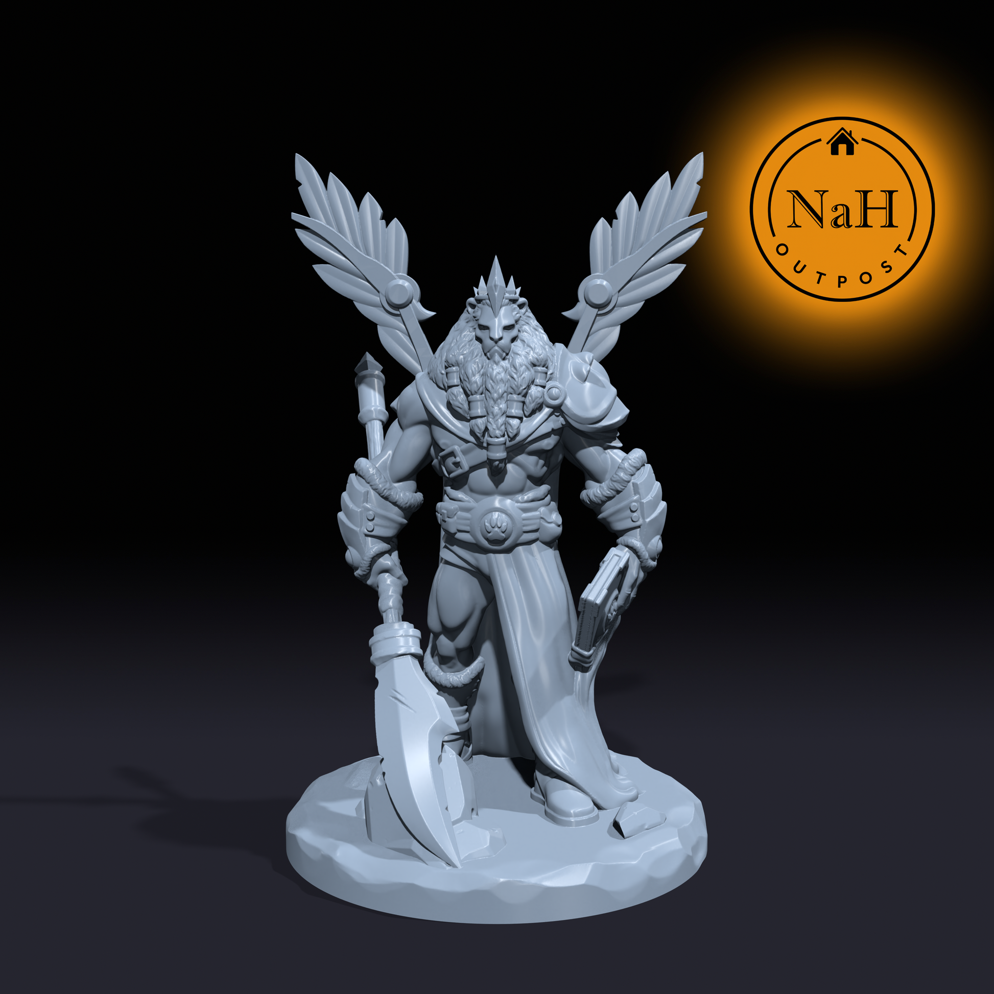Darius Goldclaw | Lion Emperor | Lionfolk Warrior Miniature for Tabletop games like D&D and War Gaming