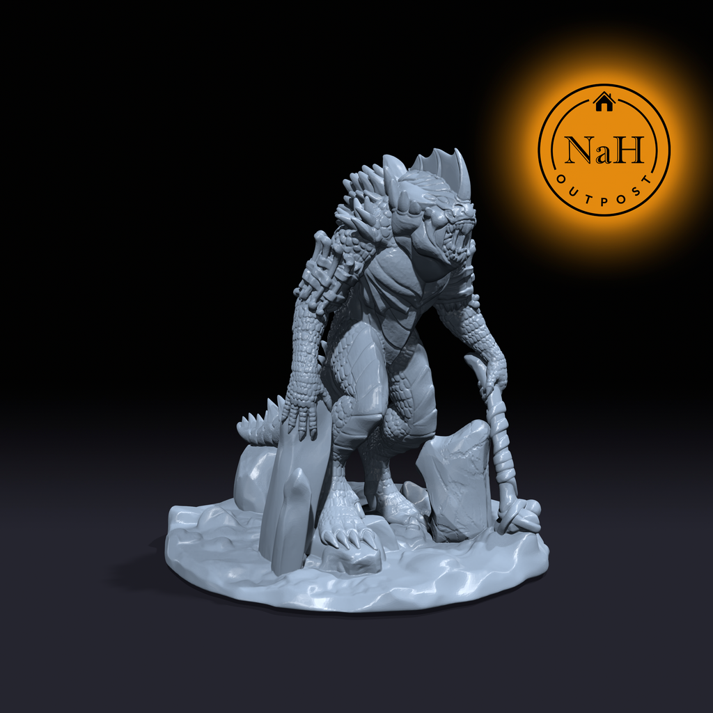 Scalebreaker | Dragonborn | Lizardfolk Brute | Miniature for Tabletop games like D&D and War Gaming