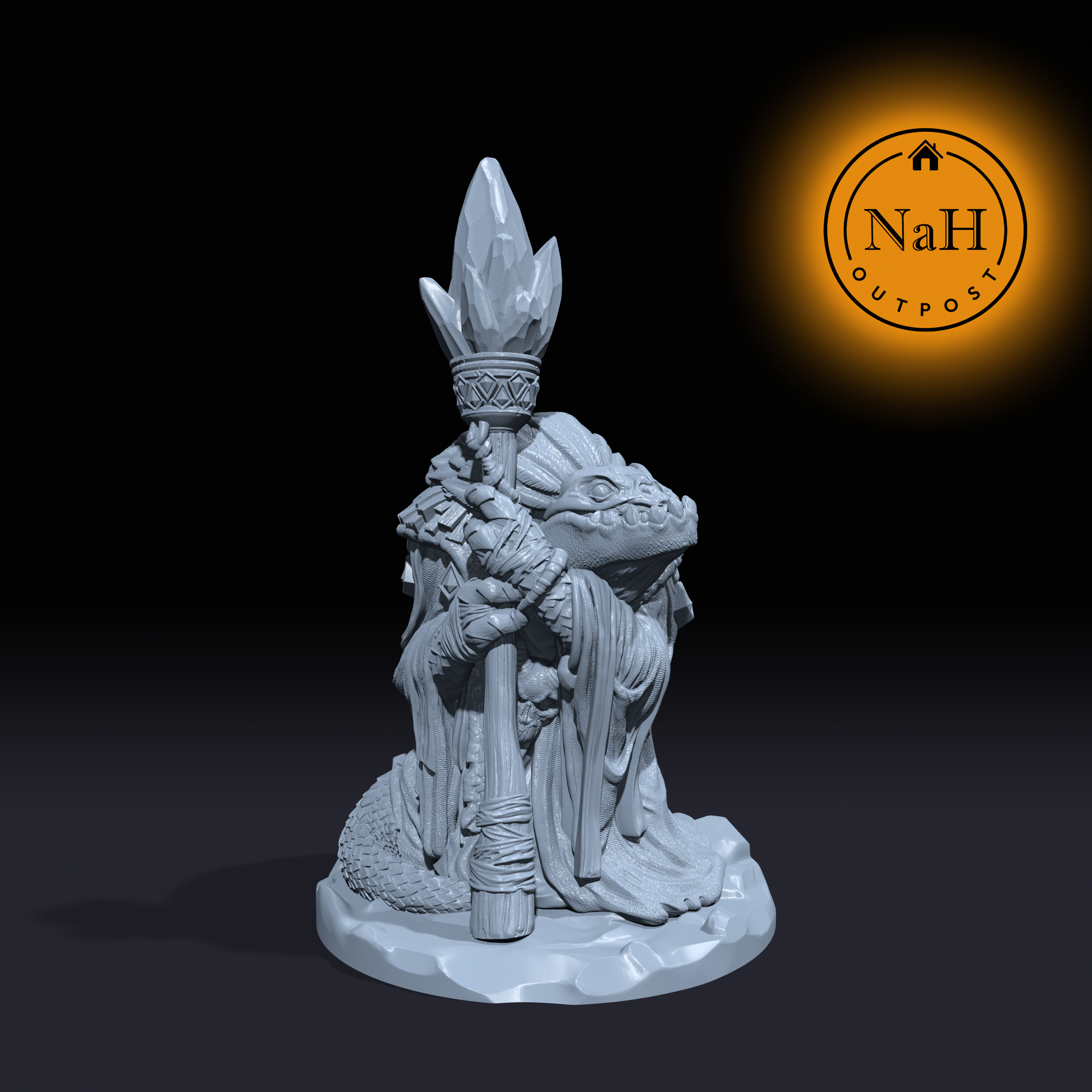 Isskar Scaleheart | Dragonborn | Lizardfolk Shaman | Miniature for Tabletop games like D&D and War Gaming