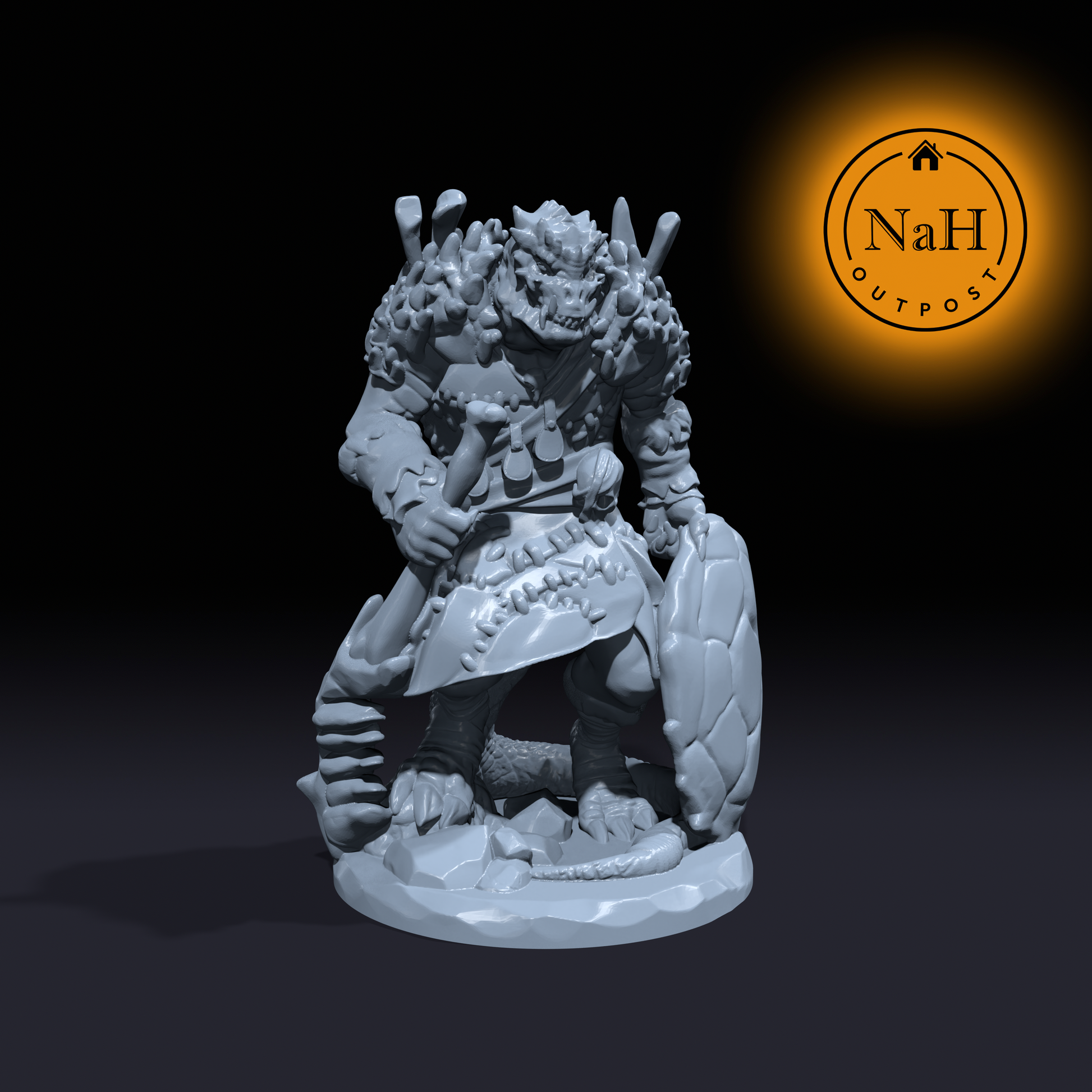 Hisskar Scarclaw | Dragonborn | Lizardfolk Warrior | Miniature for Tabletop games like D&D and War Gaming