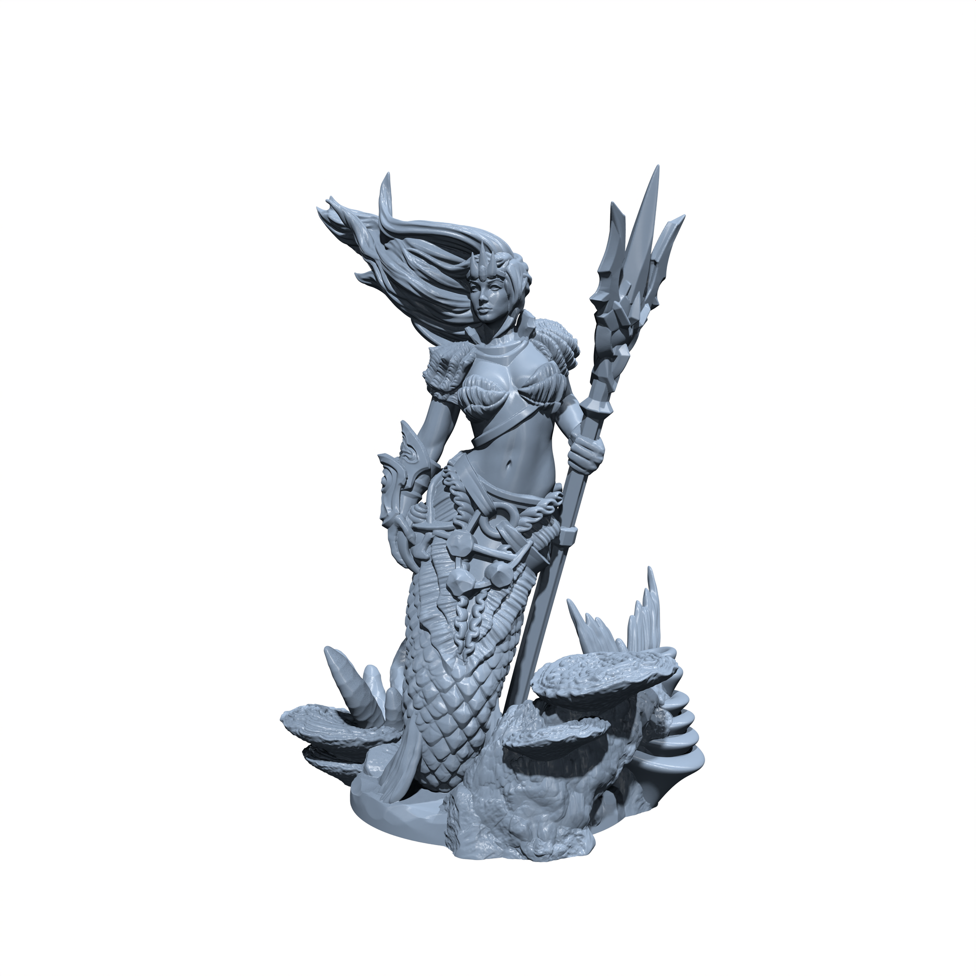 Coraline, Fury of the Abyss | Merfolk | Mermaid Warrior Princess Miniature for Tabletop games like D&D and War Gaming