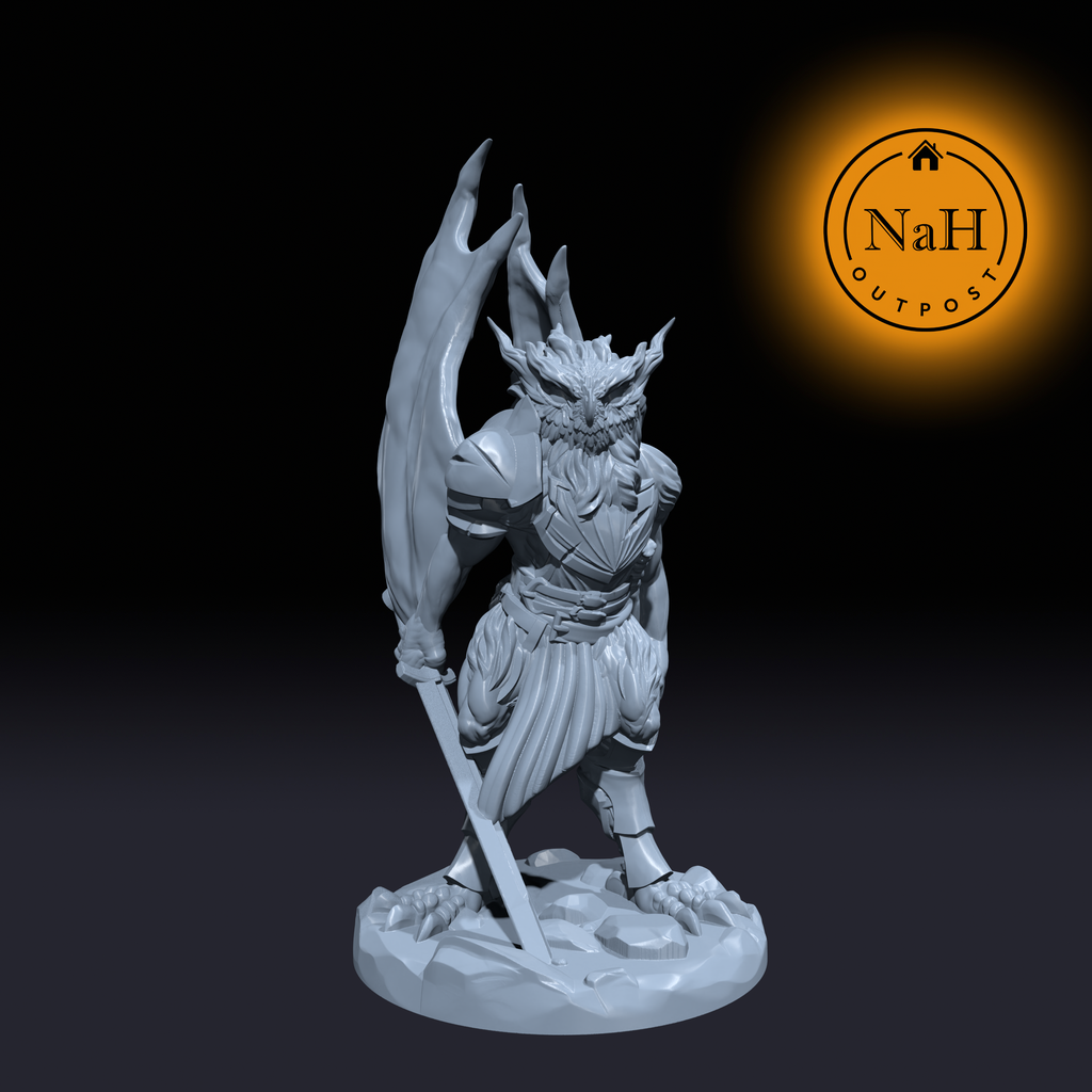 Talonstrike, the Midnight Ambusher | Night Folk | Owlfolk Miniature for Tabletop games like D&D and War Gaming