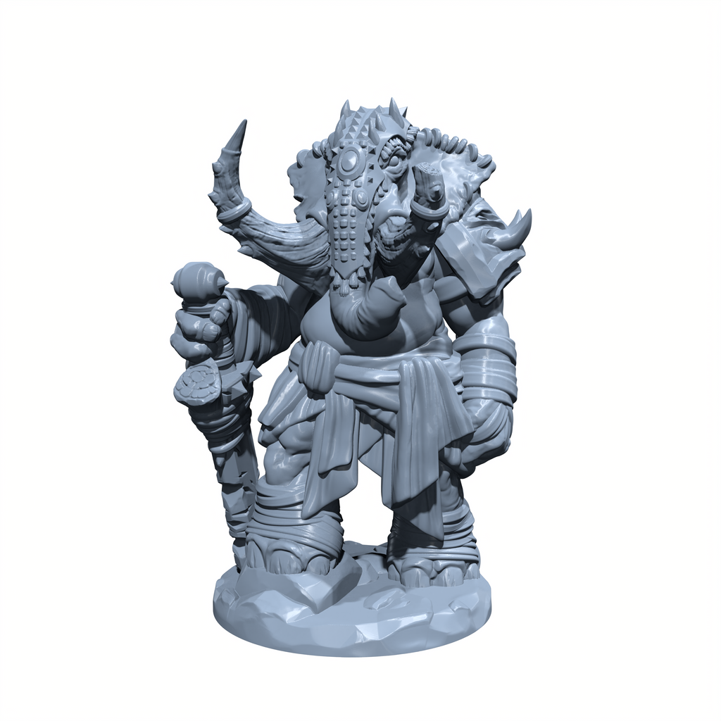 Stomptusk, the Elephantine Warrior | Loxodon | Pachodon Miniature for Tabletop games like D&D and War Gaming