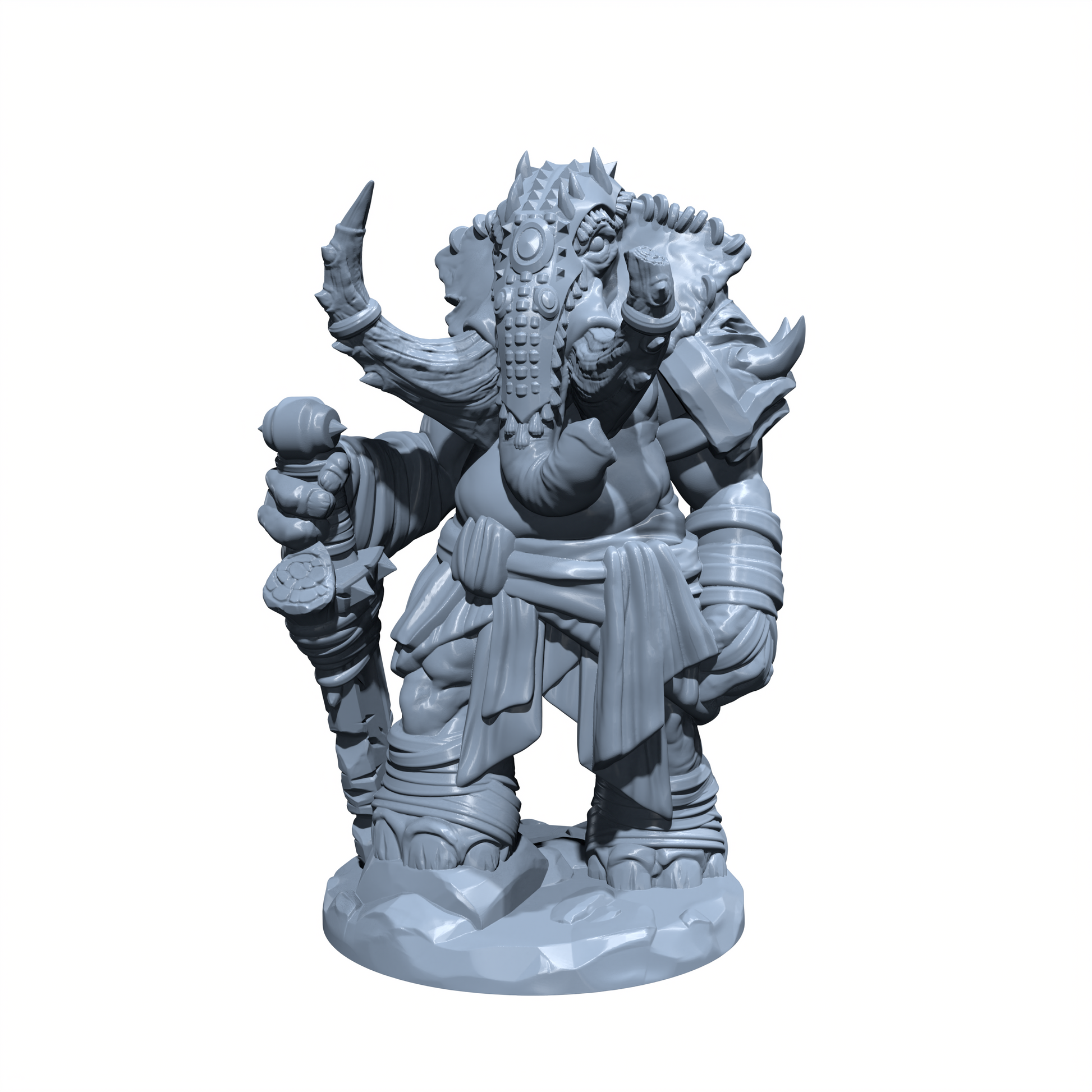 Stomptusk, the Elephantine Warrior | Loxodon | Pachodon Miniature for Tabletop games like D&D and War Gaming