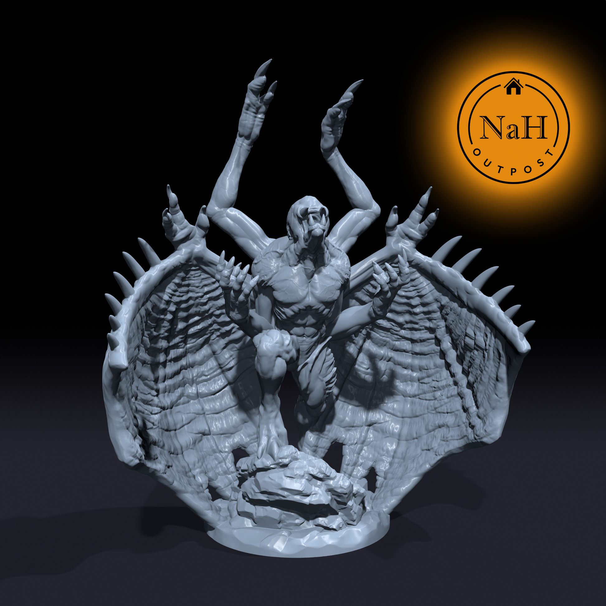 Gristlestone, the Petrified Stalker | Primeval Vampire | Four-Armed Gargoyle Miniature for Tabletop games like D&D and War Gaming