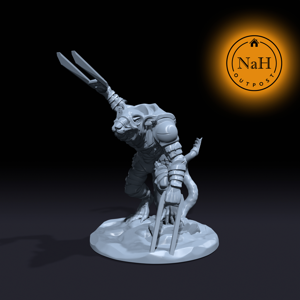 Squeeksnarl, the Filth Fang | Wererat | Rat Folk Miniature for Tabletop games like D&D and War Gaming