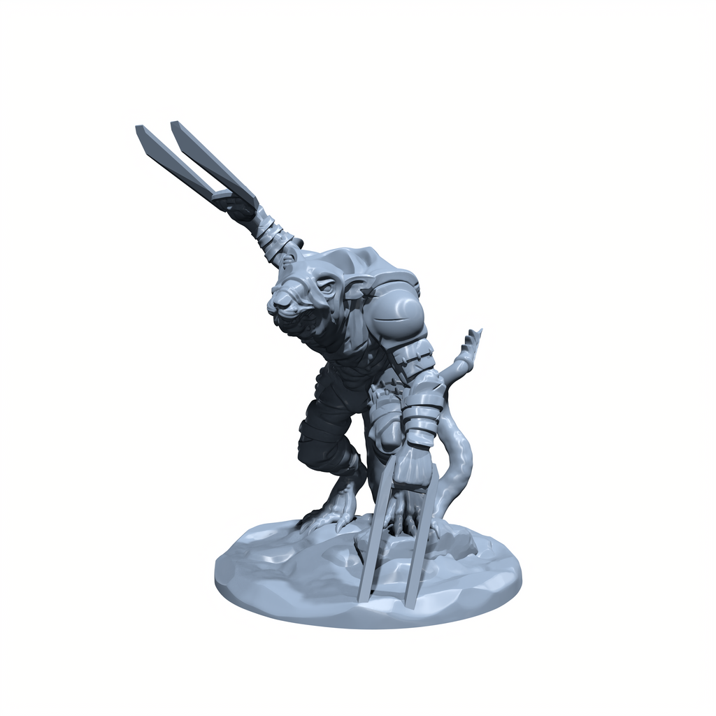 Squeeksnarl, the Filth Fang | Wererat | Rat Folk Miniature for Tabletop games like D&D and War Gaming