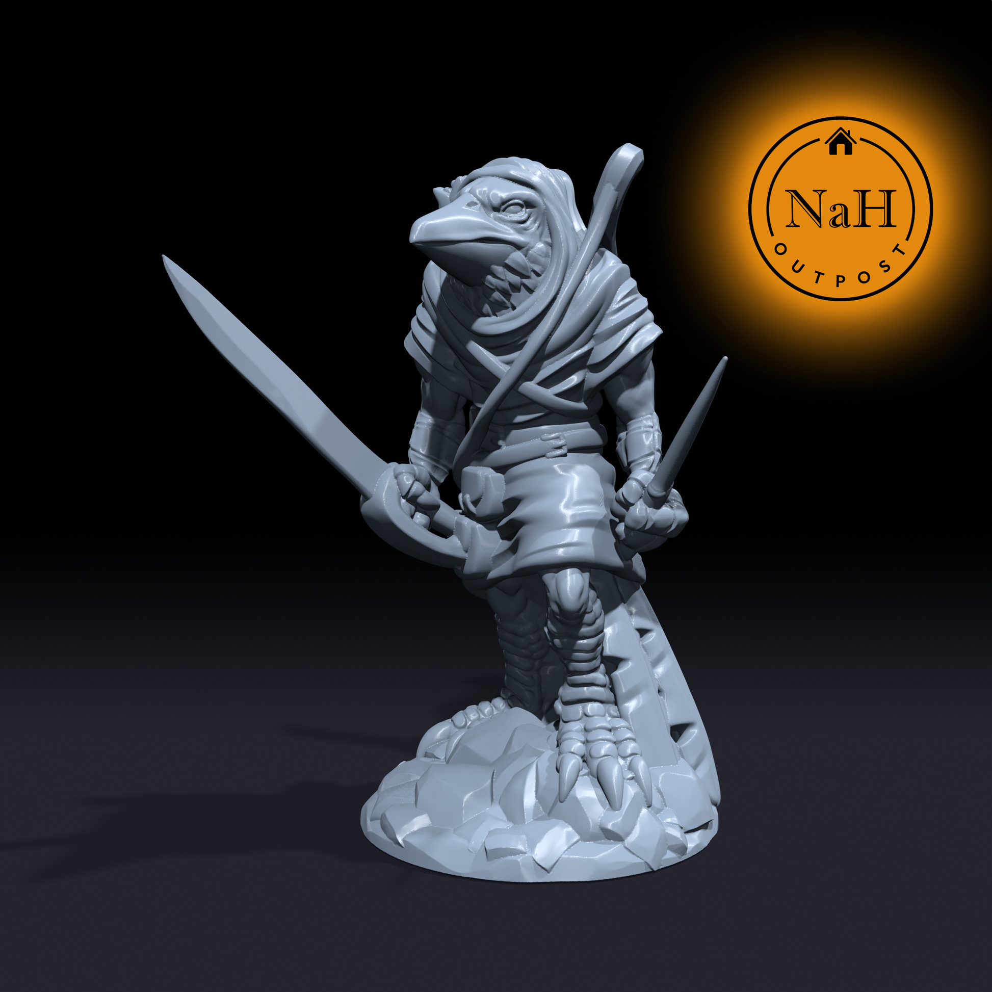 Corvus Duskfeather | Wereraven | Kenku | Raven Folk | Miniature for Tabletop games like D&D and War Gaming