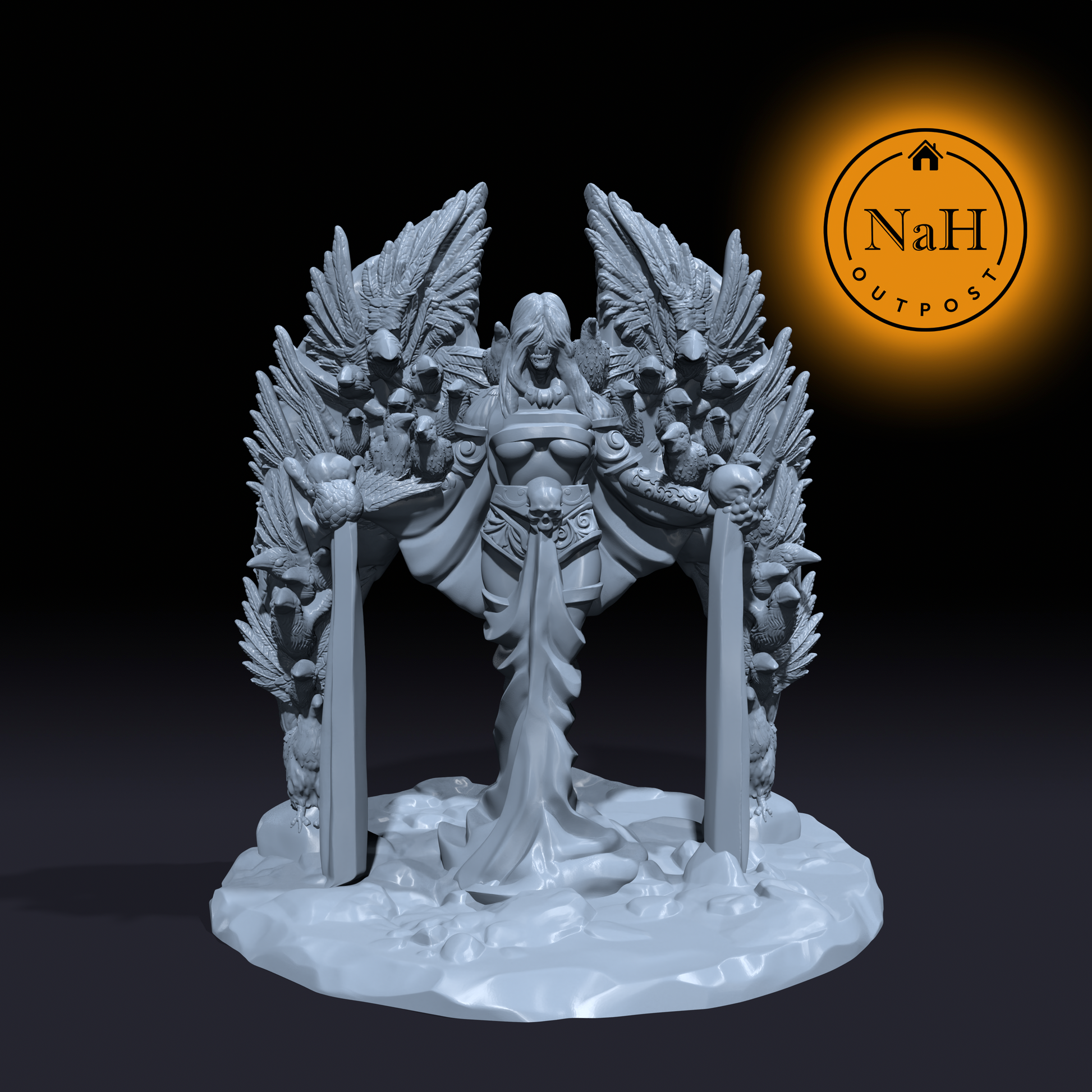 Seraphina, the Raven Crone | Raven Witch | Raven Queen Miniature for Tabletop games like D&D and War Gaming