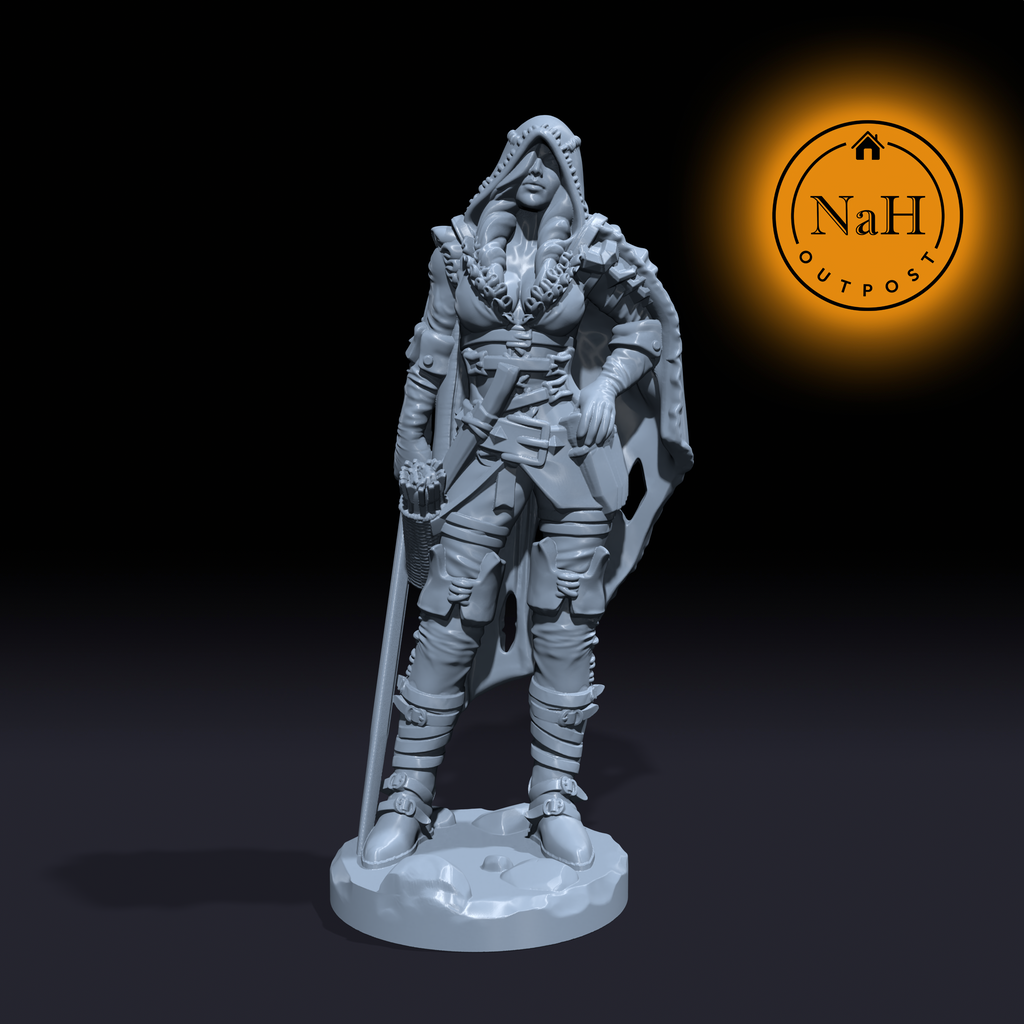 Elara Redcloak | The Grimm Huntress | Red the Hooded Lycan Slayer | Ranger Miniature for Tabletop games like D&D and War Gaming