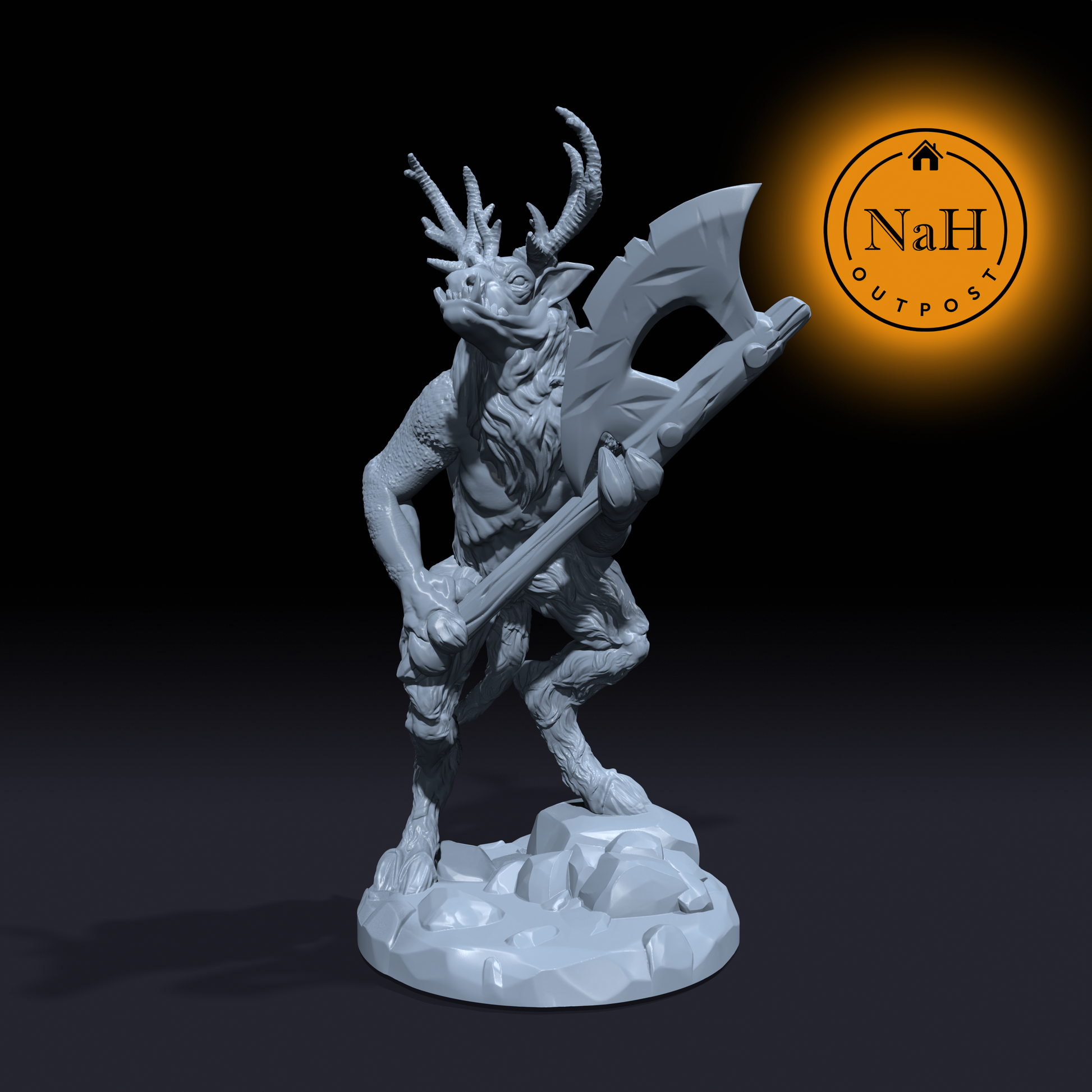 Hoarfrost, the Winter Beast | Werereindeer | Reindeer Minotaur | Miniature for Tabletop games like D&D and War Gaming