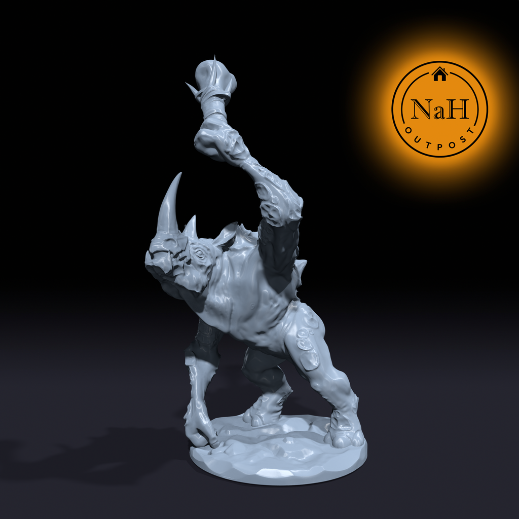 Krushhorn, the Wild Charger | Rhino-Man | Rhinofolk  Miniature for Tabletop games like D&D and War Gaming