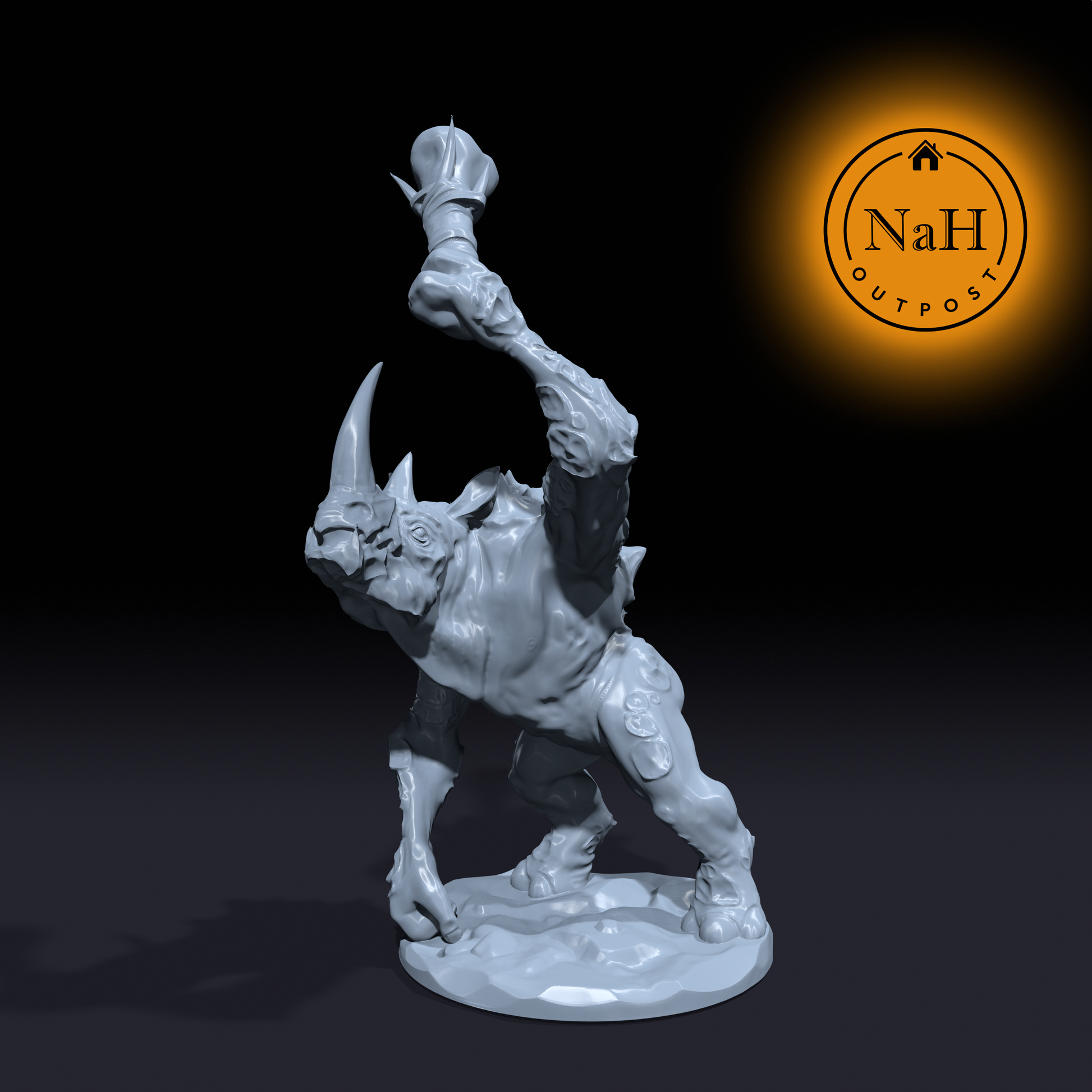 Krushhorn, the Wild Charger | Rhino-Man | Rhinofolk  Miniature for Tabletop games like D&D and War Gaming