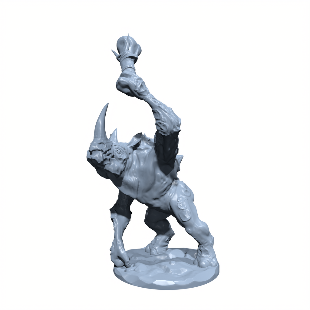 Krushhorn, the Wild Charger | Rhino-Man | Rhinofolk  Miniature for Tabletop games like D&D and War Gaming