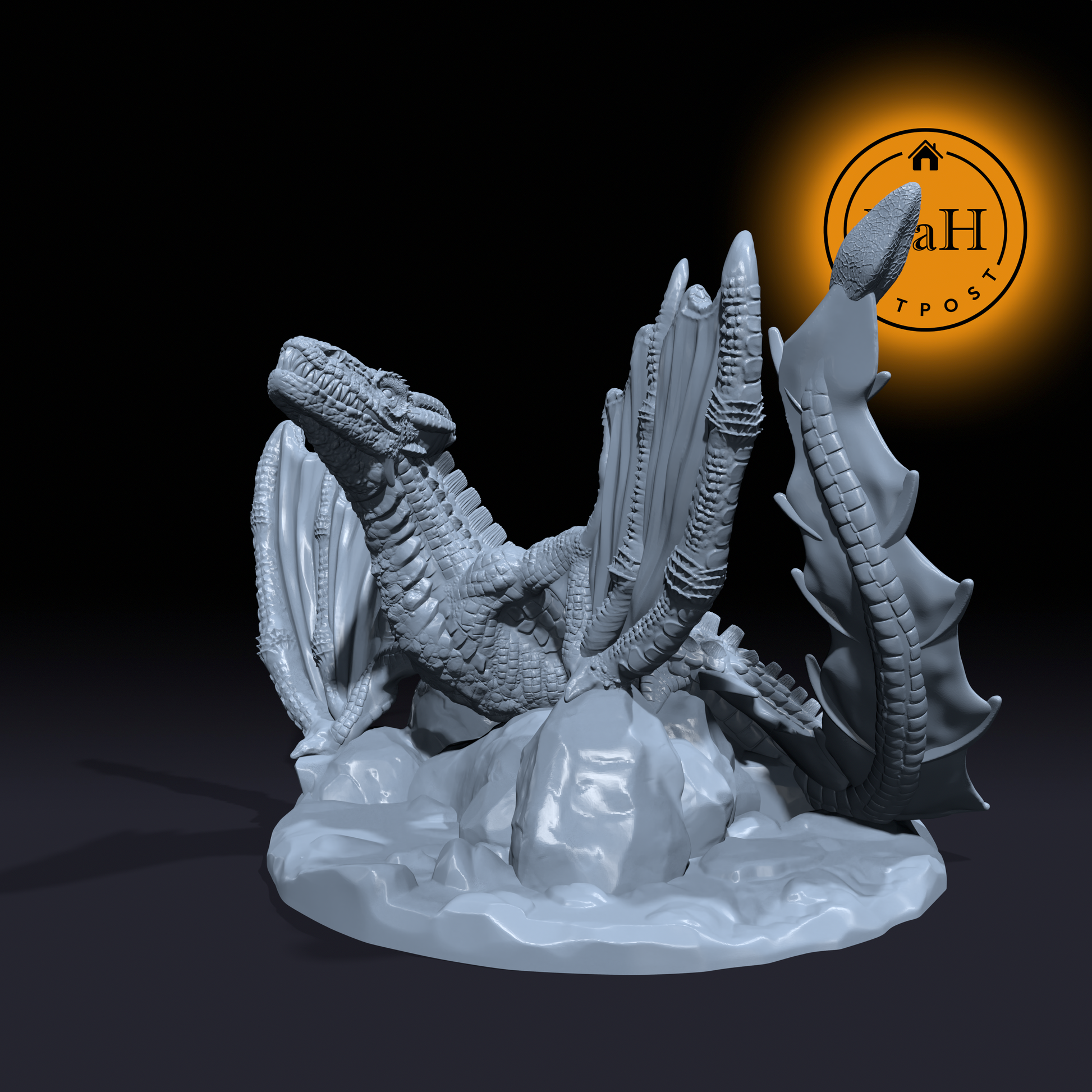 Fangfin, the Scaled Terror | River Drake | Water Dragon Miniature for Tabletop games like D&D 5e and TTRPG  War Gaming