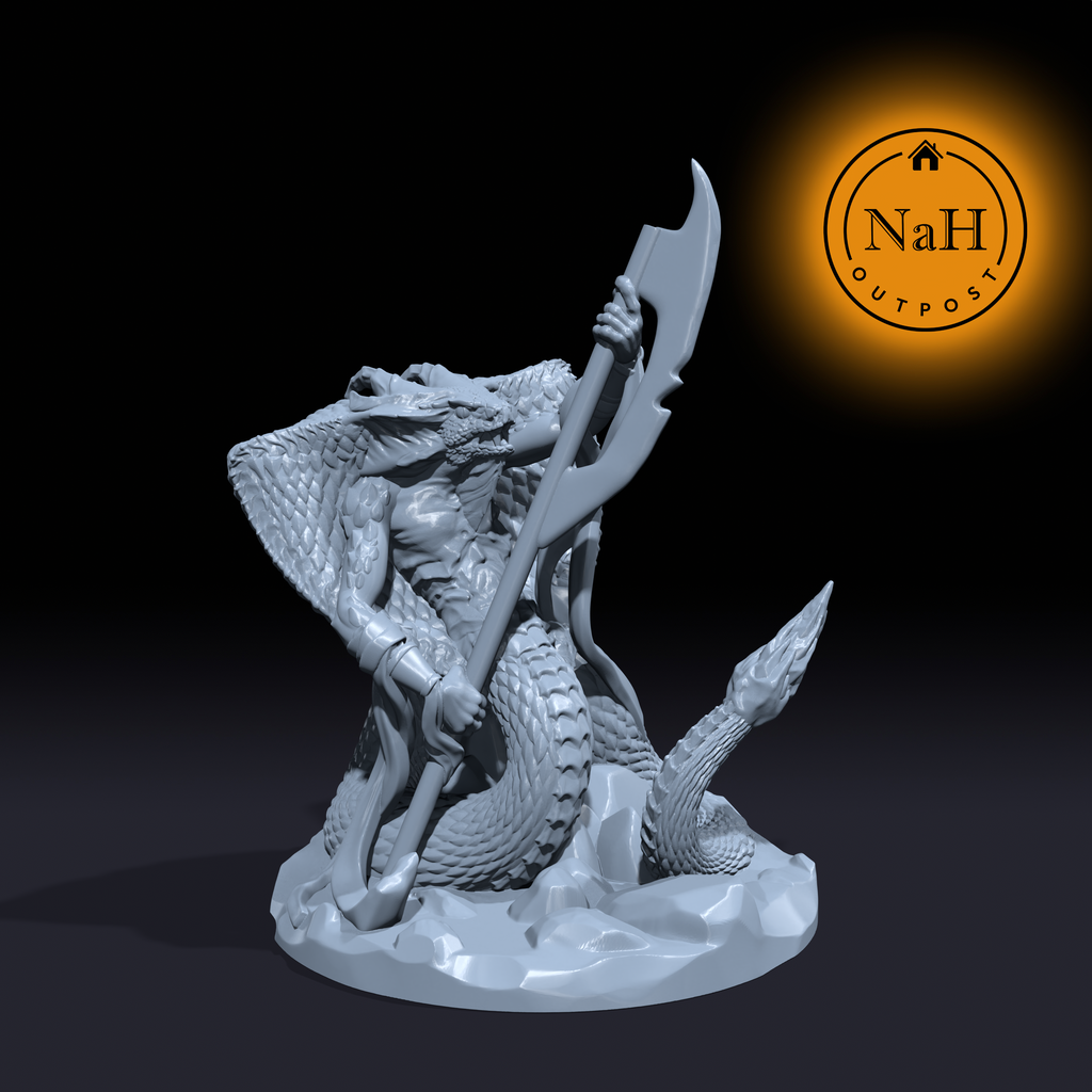 Venomfang, the Cobra Warrior | Snake Folk Abomination | Serpent Folk Miniature for Tabletop games like D&D and War Gaming