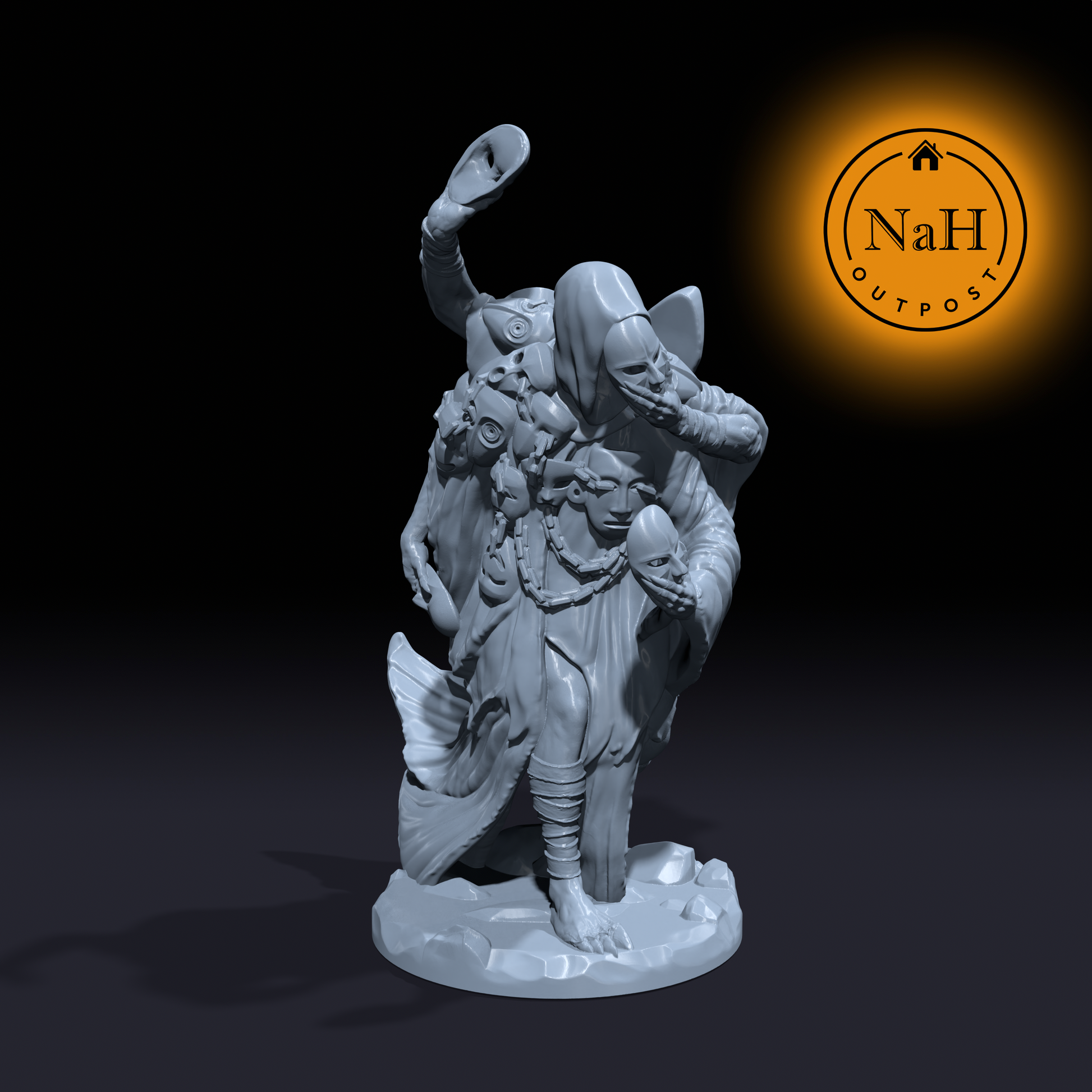 Whispermask, the Oracle of Many Faces | Shrouded Seer Miniature for Tabletop games like D&D and War Gaming