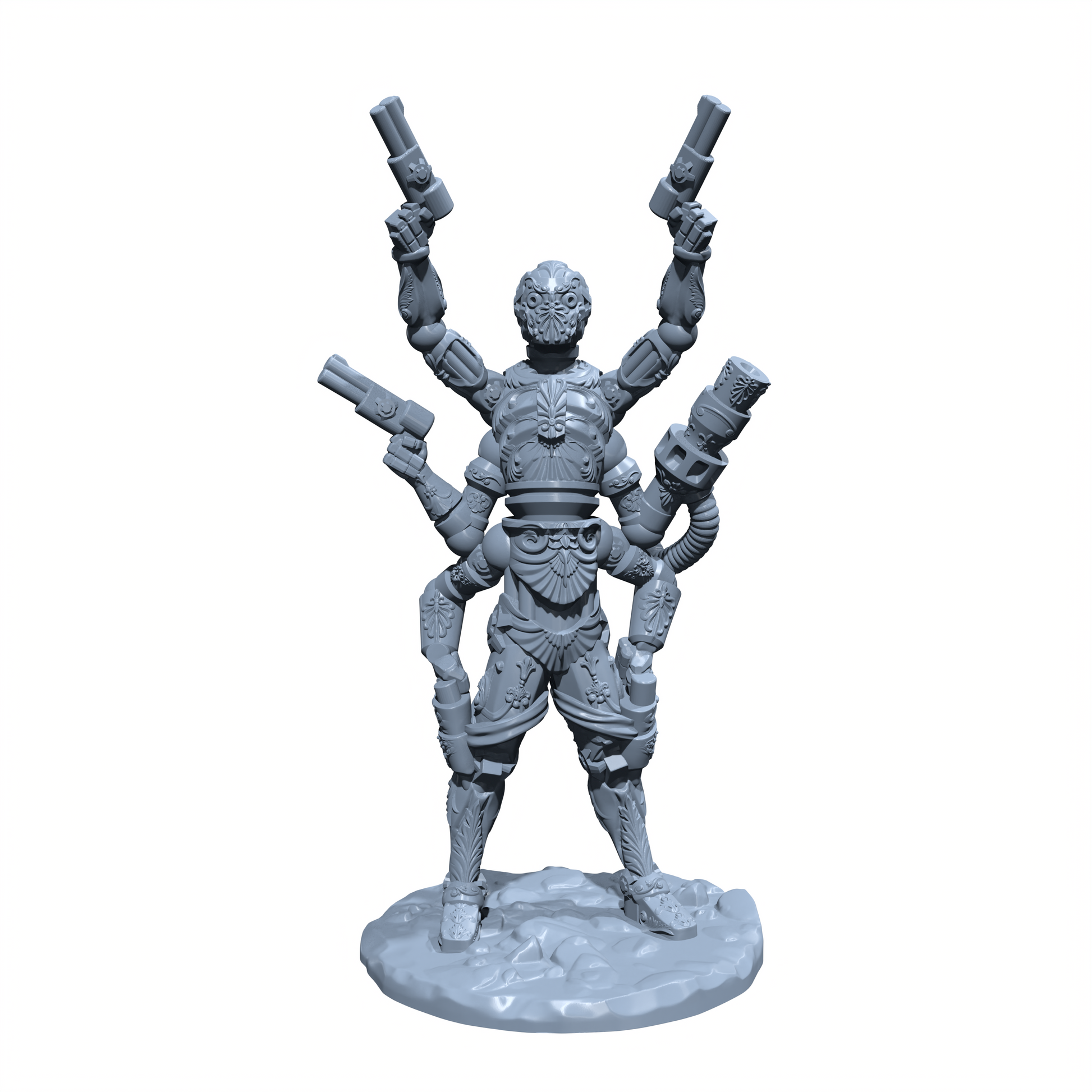 Ricochet, the Clockwork Deadeye | Six Armed  Gunslinger Miniature for Tabletop games like D&D and War Gaming