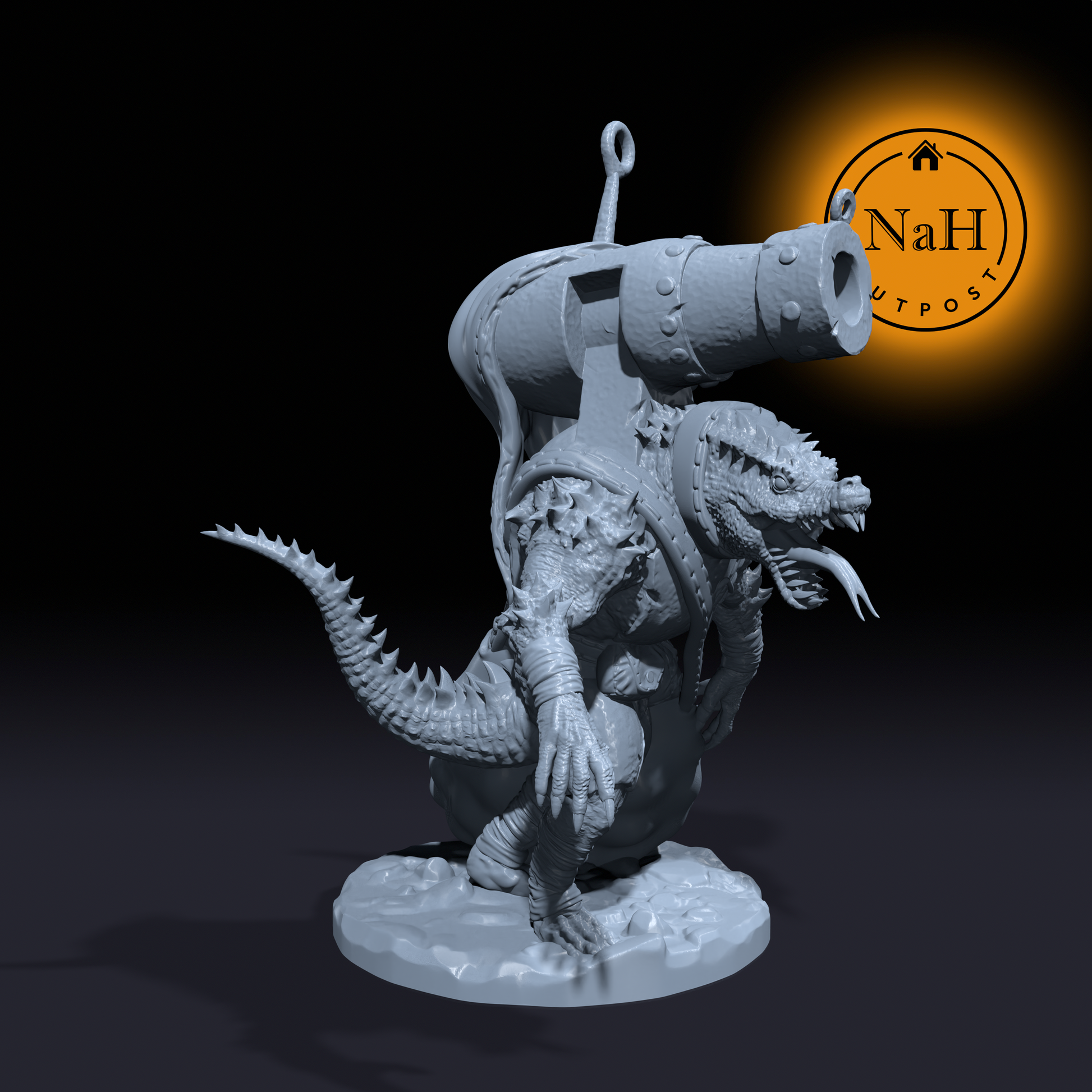 Blastclaw, Harbinger of Ruin | Crocodile Folk Cannoneer Miniature for Tabletop games like D&D and War Gaming| Dungeons and Dragons Mini