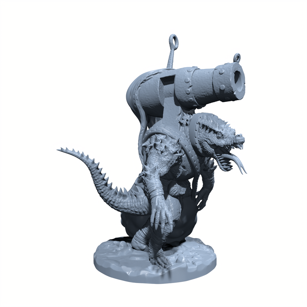 Blastclaw, Harbinger of Ruin | Crocodile Folk Cannoneer Miniature for Tabletop games like D&D and War Gaming| Dungeons and Dragons Mini