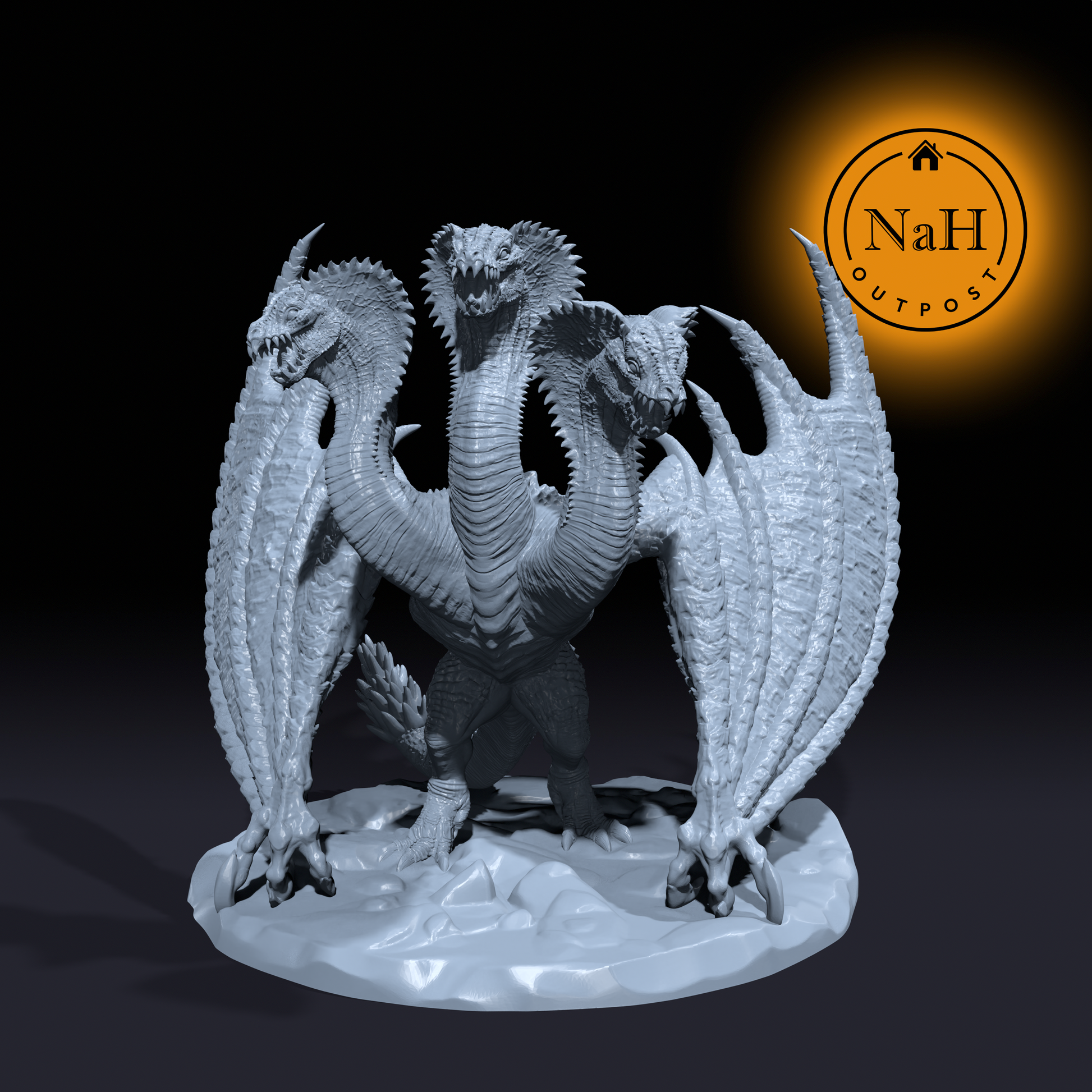 Skyreaver, the Apex Predator | Great Chimera | Dire Hydra | Three Headed Dragon Miniature for Tabletop games like D&D 5e and TTRPG  War Gaming