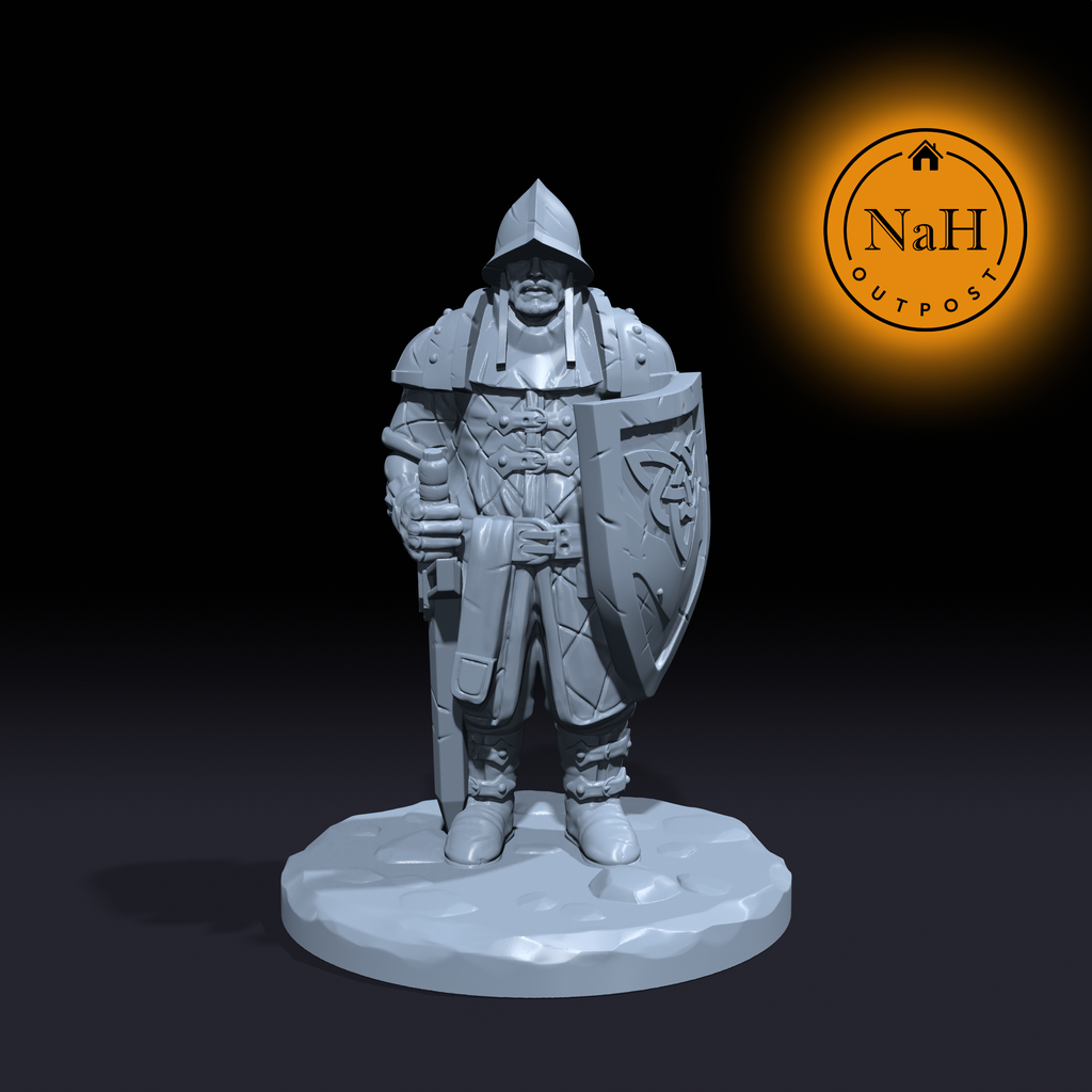 Marcus, the Garrison Soldier | Civilian Townsfolk | Town Guard Miniature for Tabletop games like D&D and War Gaming