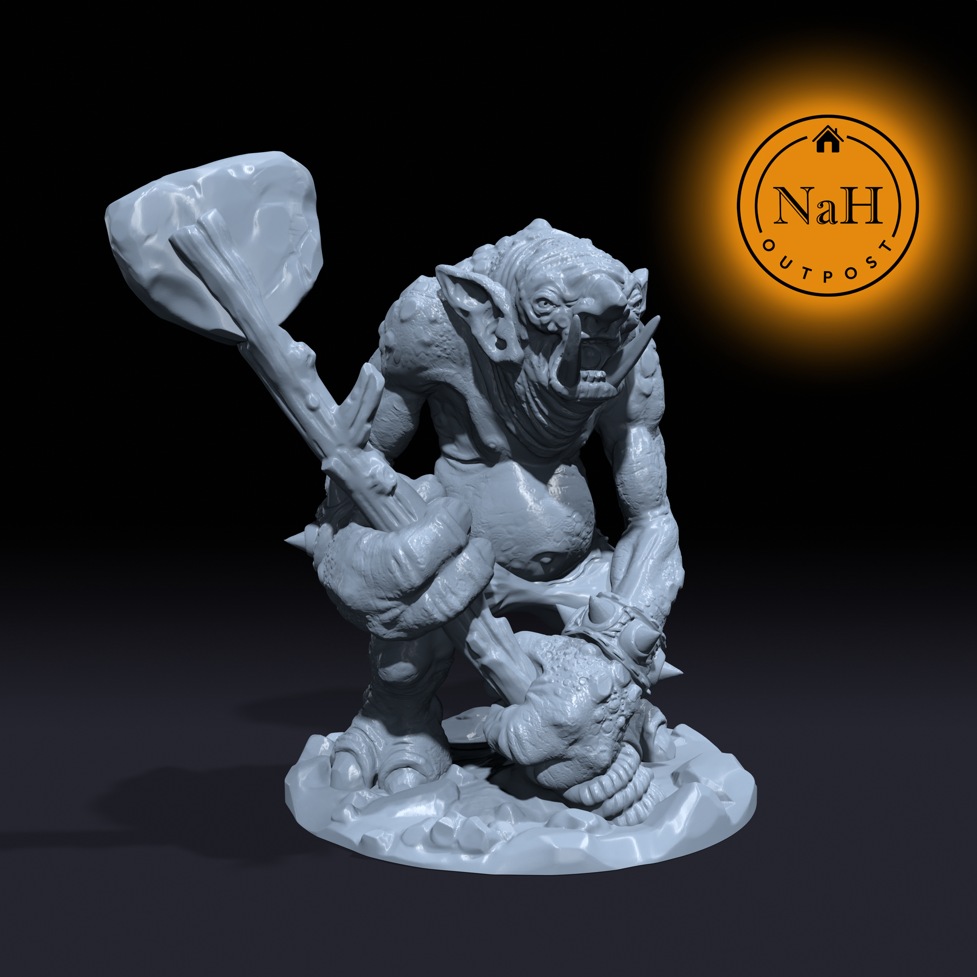Grimbone, the Underdark Brute | Cave Troll Miniature for Tabletop games like D&D and War Gaming