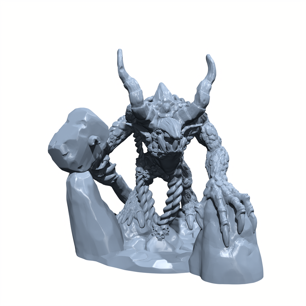 Shadowhorn, the Cave Stalker | Great Horned Troll Miniature for Tabletop games like D&D and War Gaming