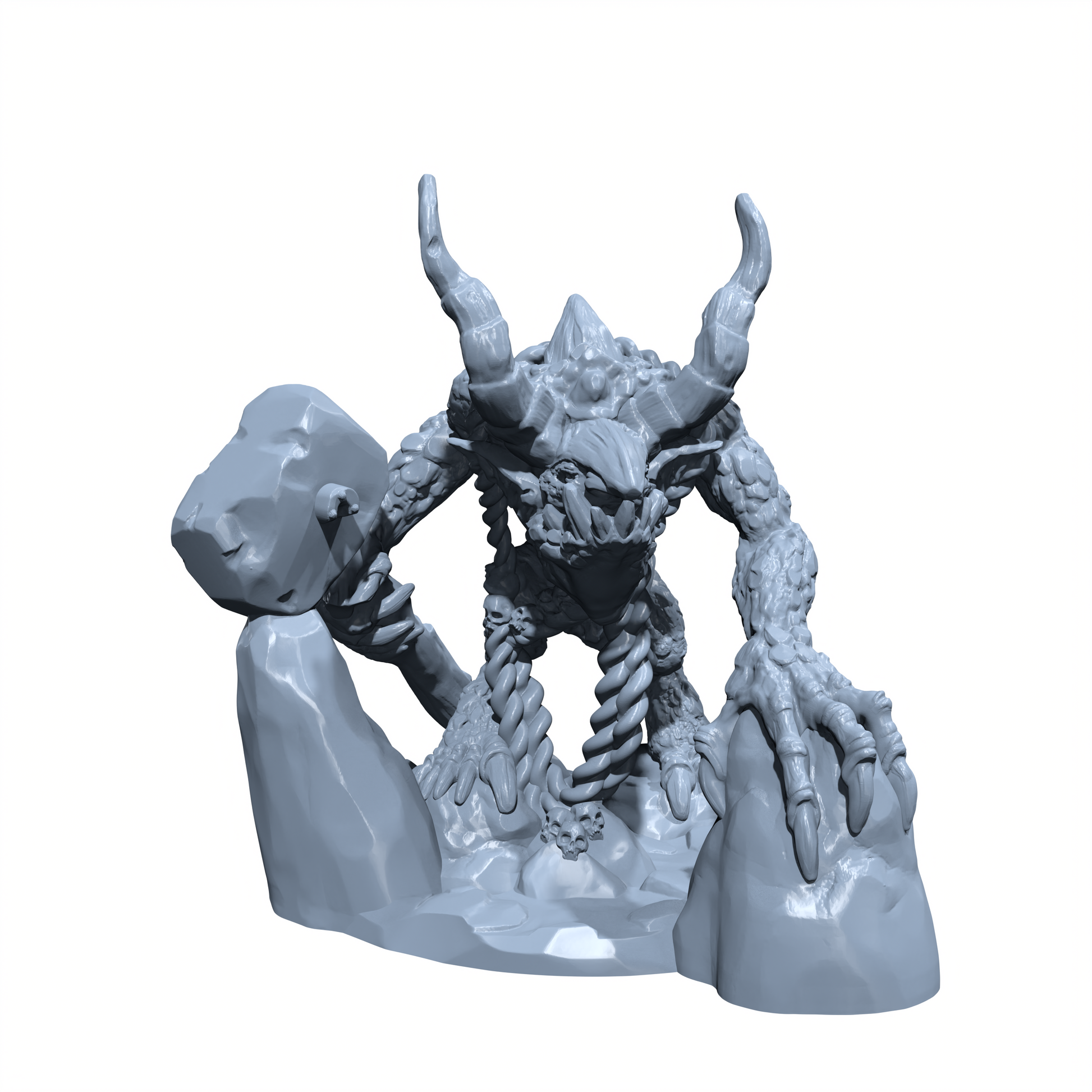 Shadowhorn, the Cave Stalker | Great Horned Troll Miniature for Tabletop games like D&D and War Gaming