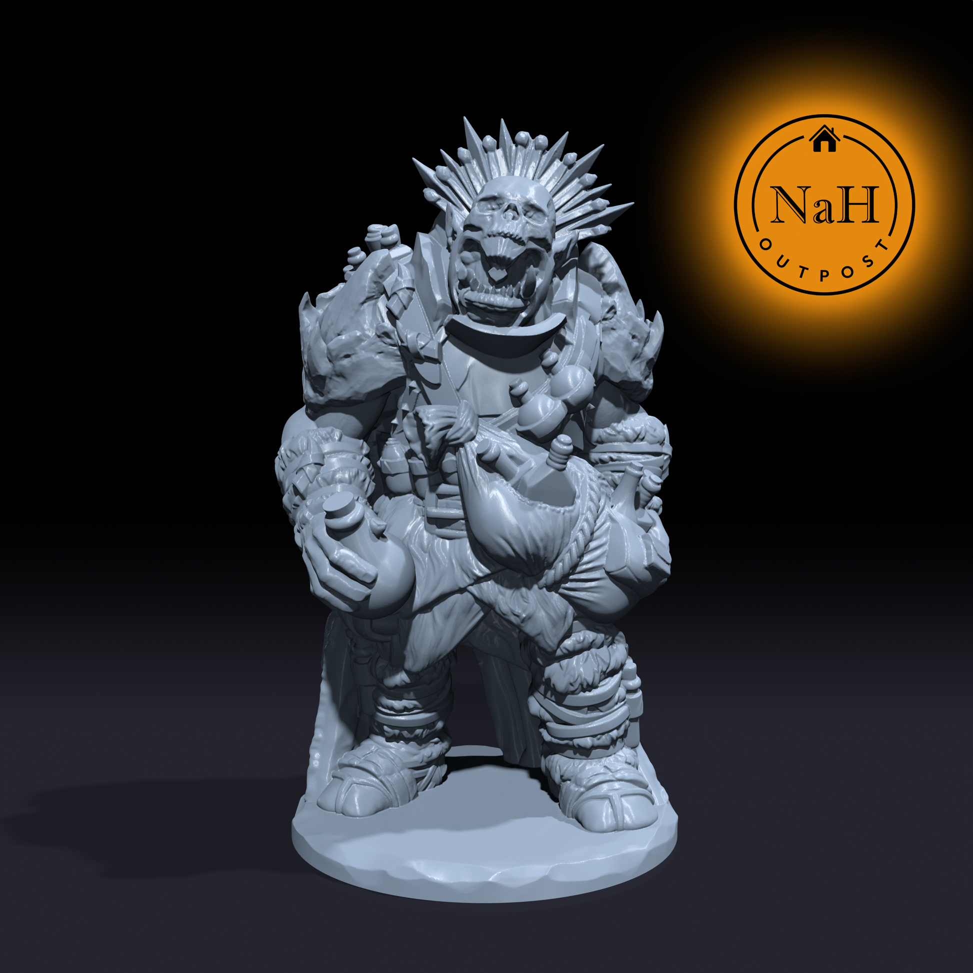 Grimbrew, the Orc Apothecary | Orc Alchemist Miniature for Tabletop games like D&D and War Gaming