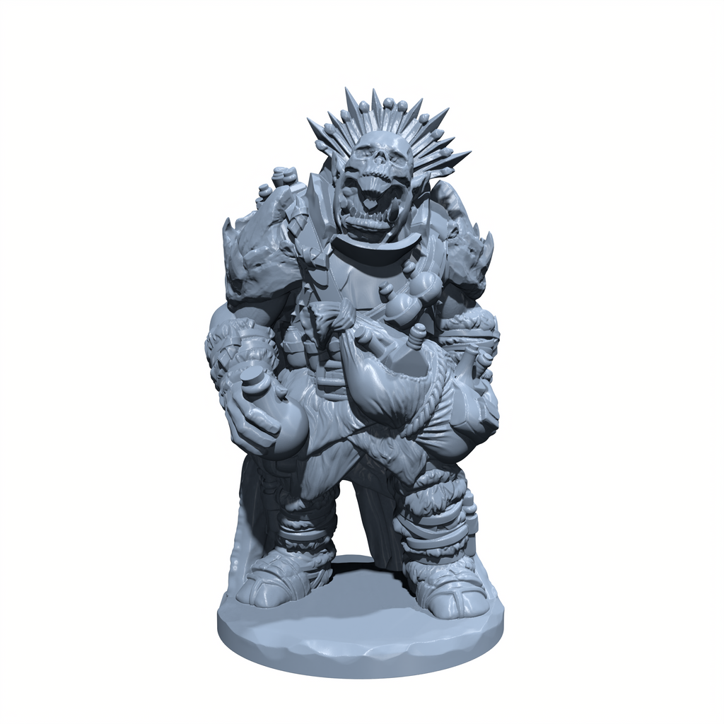 Grimbrew, the Orc Apothecary | Orc Alchemist Miniature for Tabletop games like D&D and War Gaming