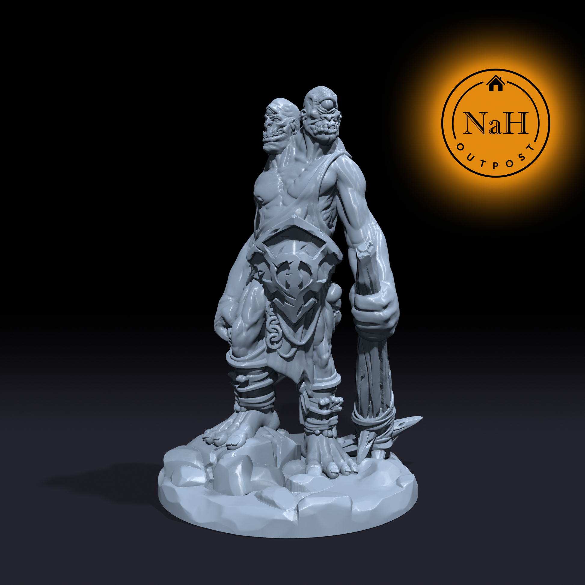 Smashfist and Rockbreaker | Ettin | Two Headed Giant Miniature for Tabletop games like D&D and War Gaming