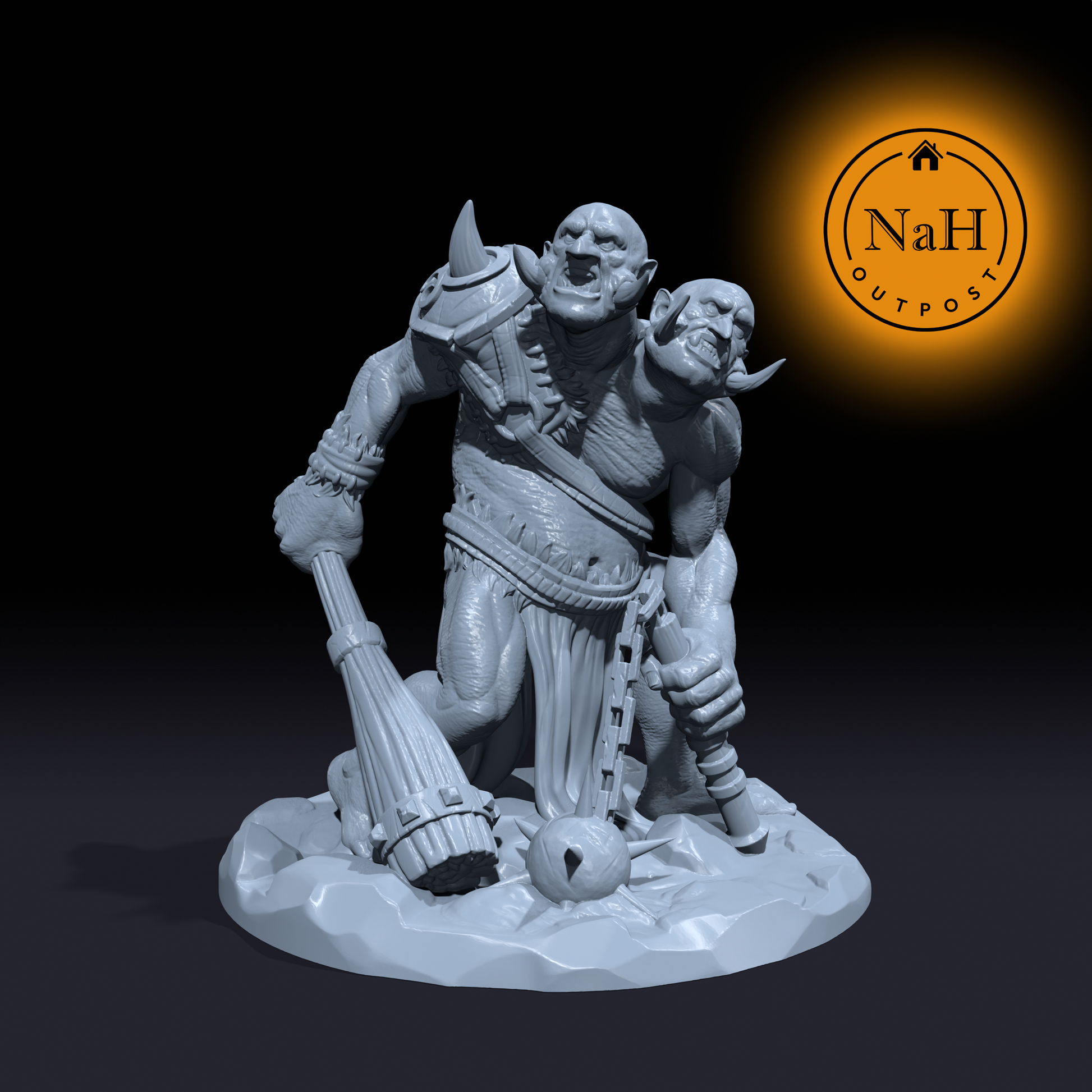 Maulgrin and Skullcracker | Ettin | Two Headed Ogre Miniature for Tabletop games like D&D and War Gaming