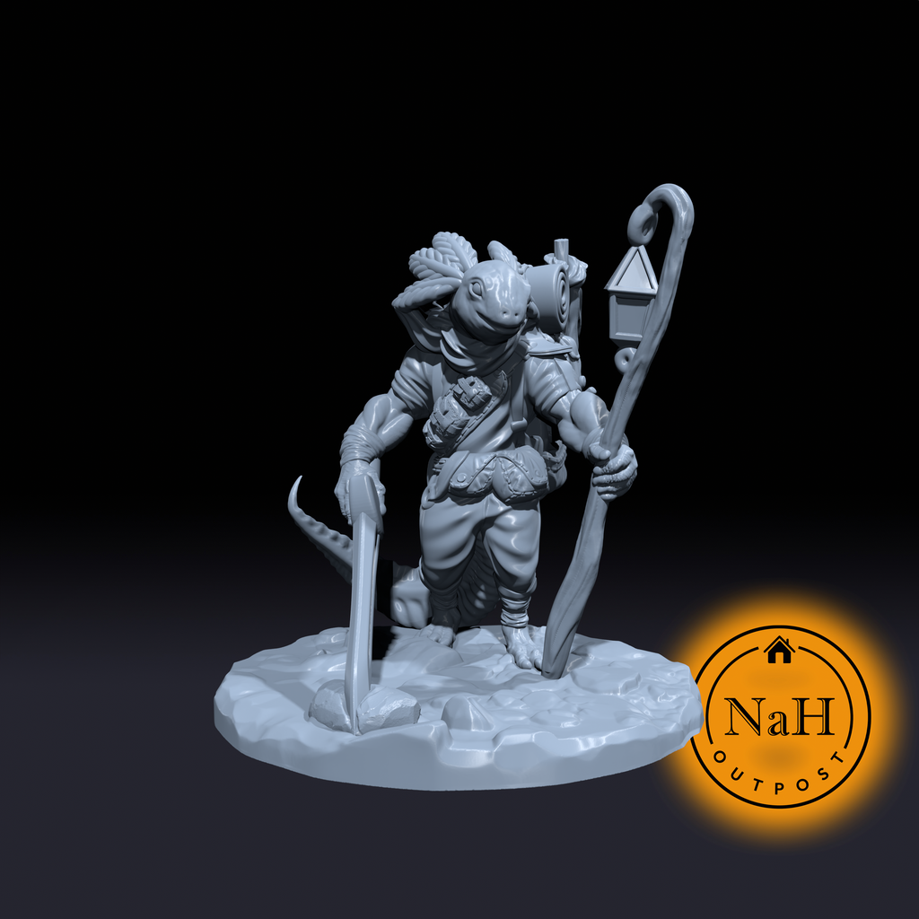 Axel Rippleblade | Axolotlfolk | Axolotl Miniature for Tabletop games like D&D 5e and TTRPG  War Gaming