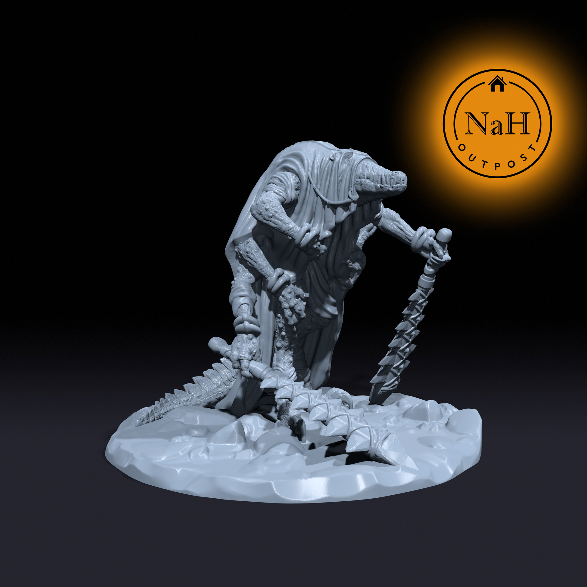 Soothscales, the All-Seeing | Warped Lizardfolk Miniature for Tabletop games like D&D and War Gaming| Dungeons and Dragons Mini