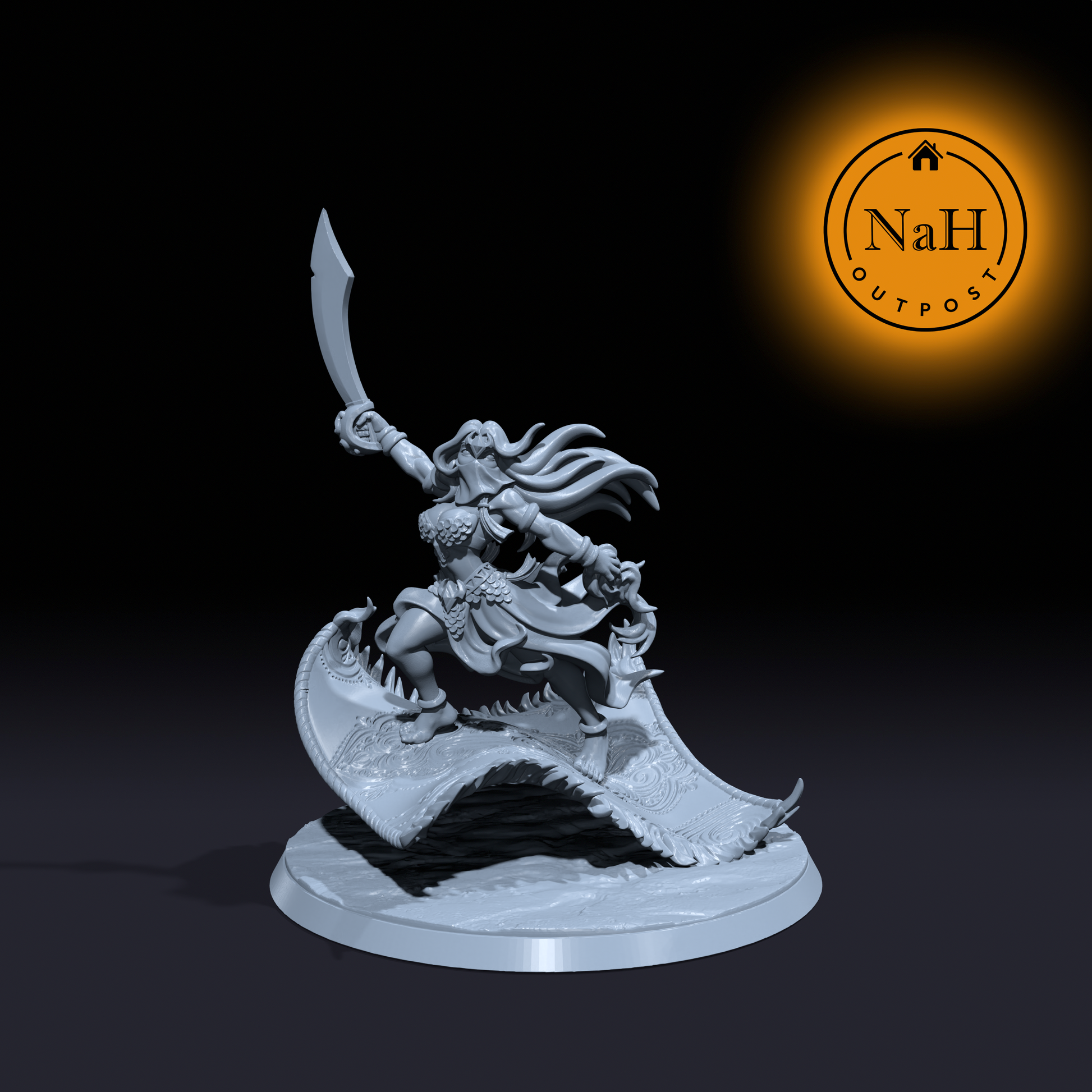 Zara Skyblade | Fadeeya | Sorcerer on Magic Carpet | Planetar miniature for Tabletop games like D&D and War Gaming| Dungeons and Dragons Mini | RN estudio