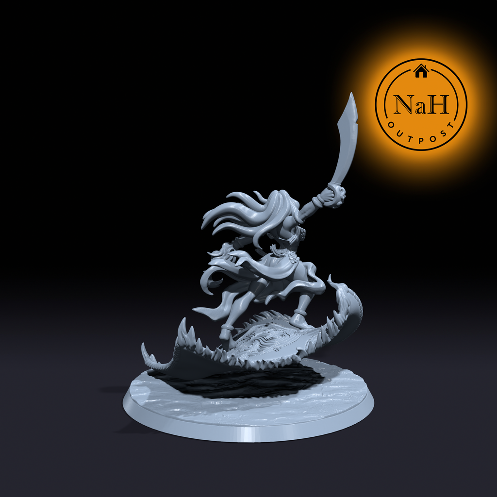 Zara Skyblade | Fadeeya | Sorcerer on Magic Carpet | Planetar miniature for Tabletop games like D&D and War Gaming| Dungeons and Dragons Mini | RN estudio